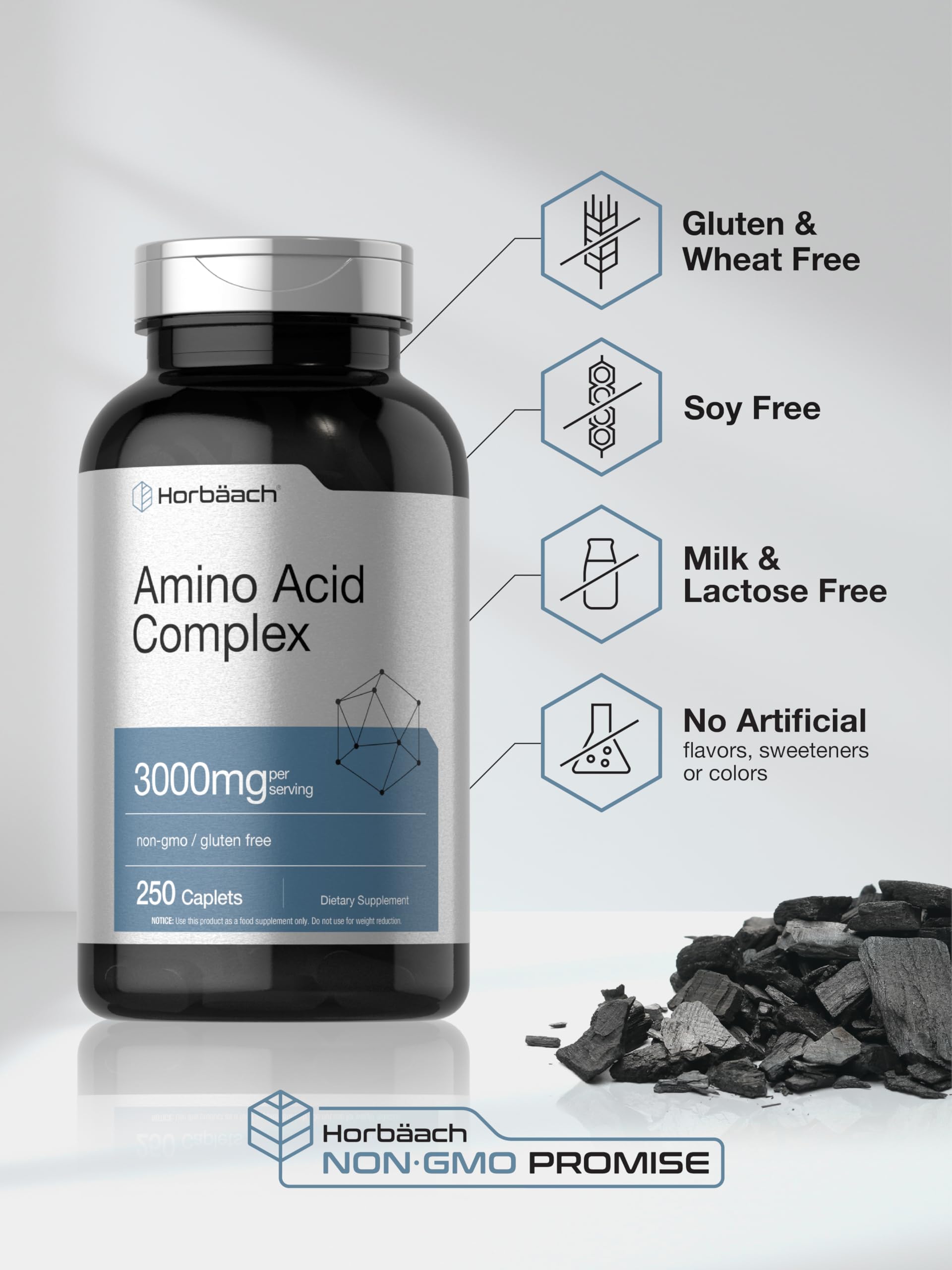 Horbäach Amino Acid Complex 3000mg Hydrolyzed Gelatin with scoop