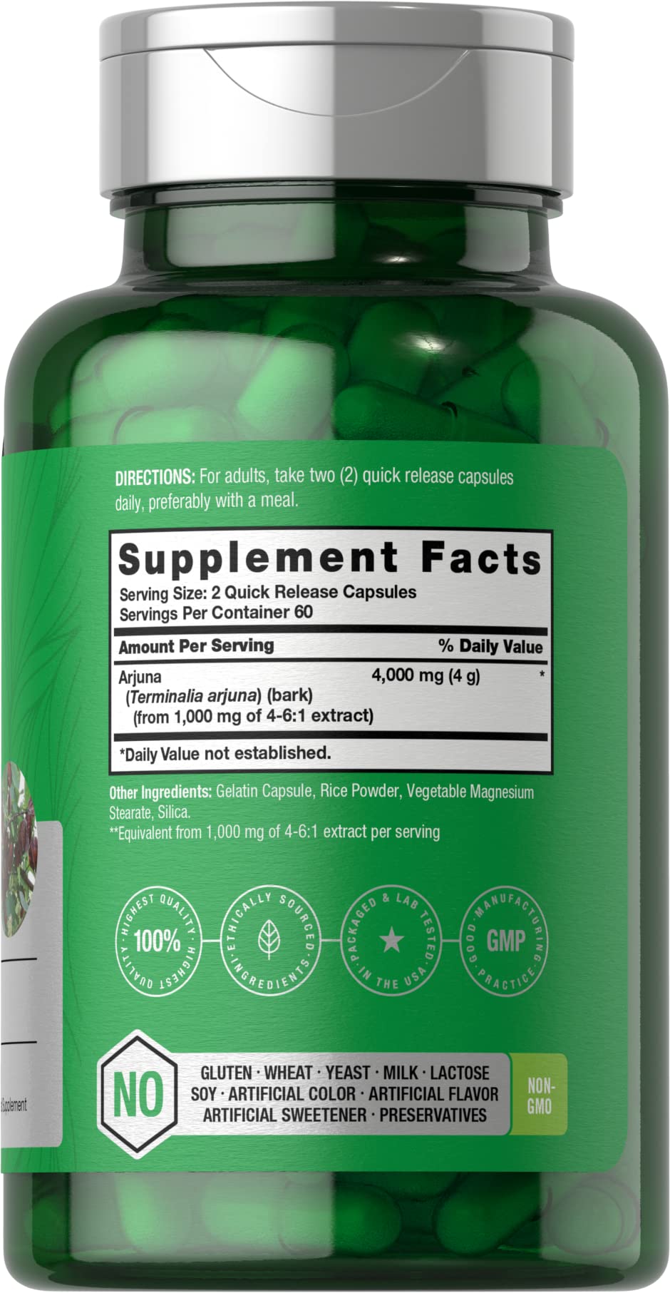 Horbäach Arjuna Bark Extract capsules close-up