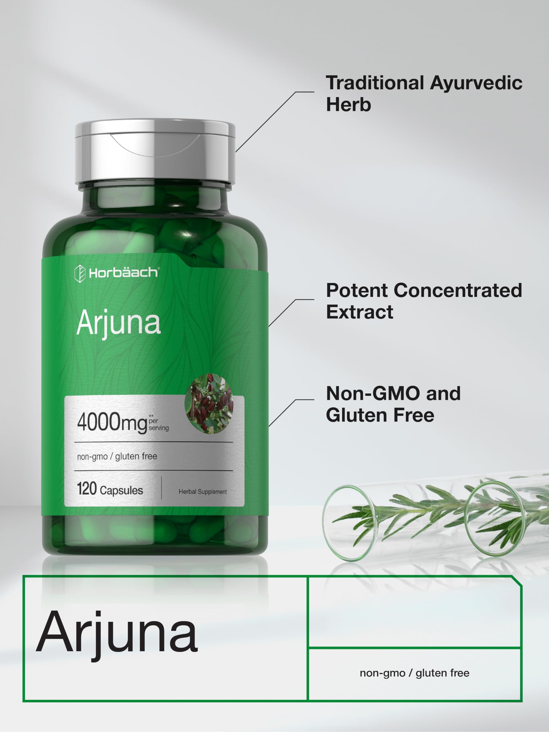 Horbäach Arjuna Bark Extract packaging side view