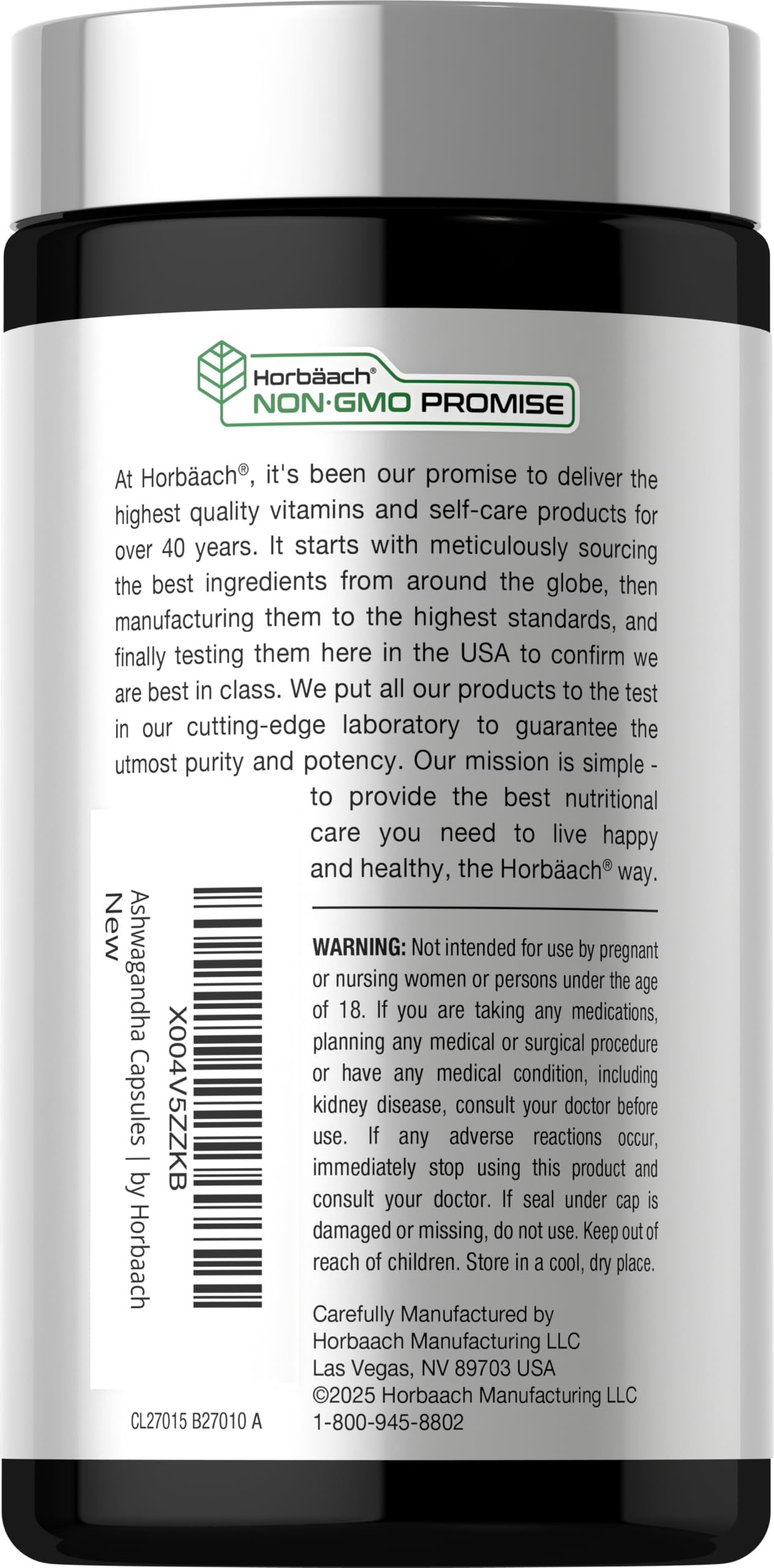 Horbäach Ashwagandha + Magnesium Glycinate capsules packaging