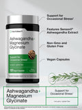 Horbäach Ashwagandha + Magnesium Glycinate capsules with ingredients