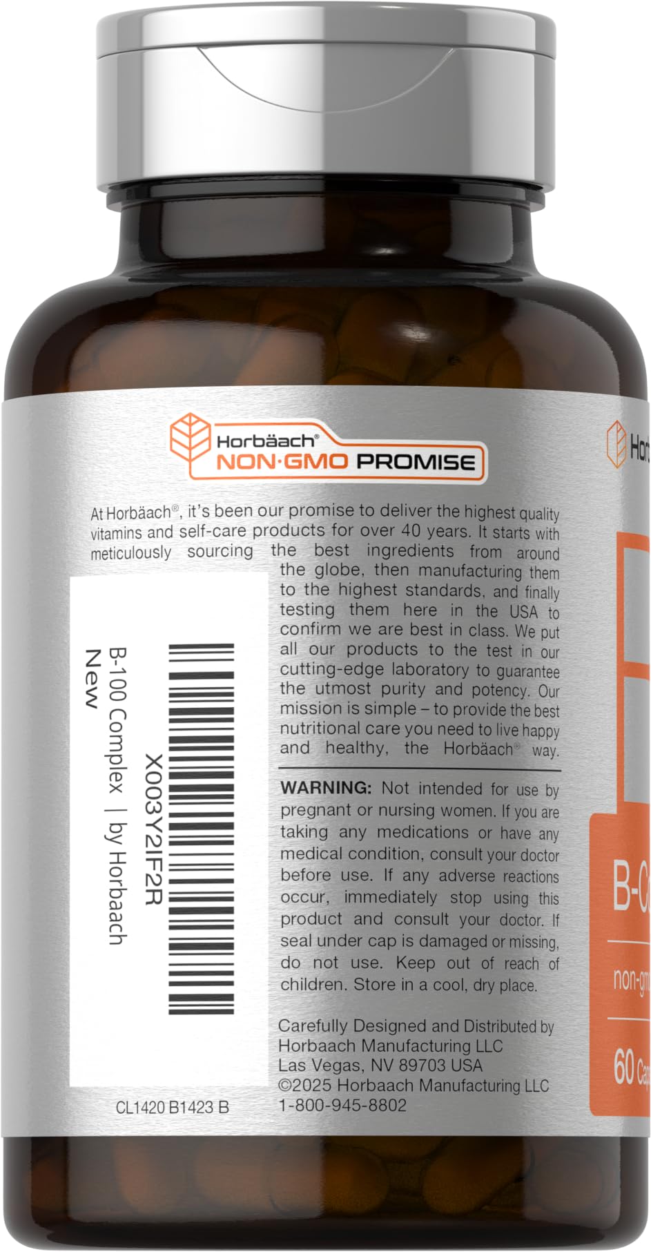 Horbäach B-100 Complex Vitamin B Supplement ingredients list