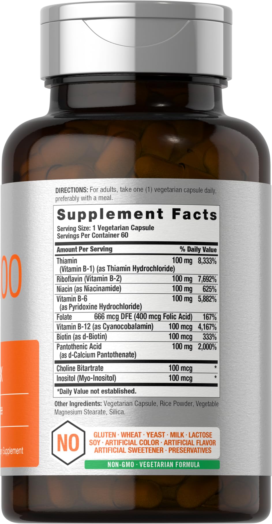 Horbäach B-100 Complex Vitamin B Supplement side view