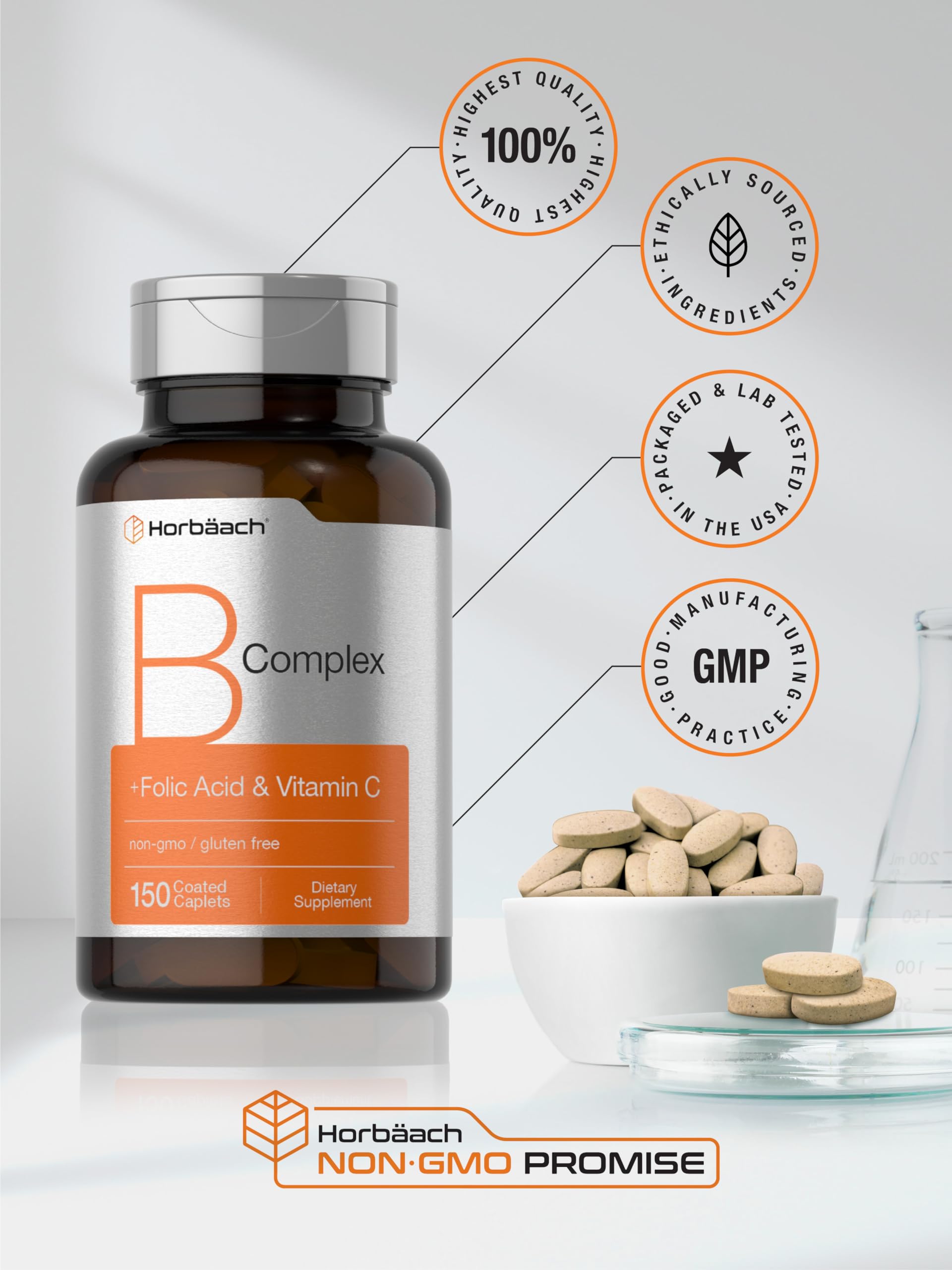 Horbäach B-Complex Vitamins vegetarian caplets on a table