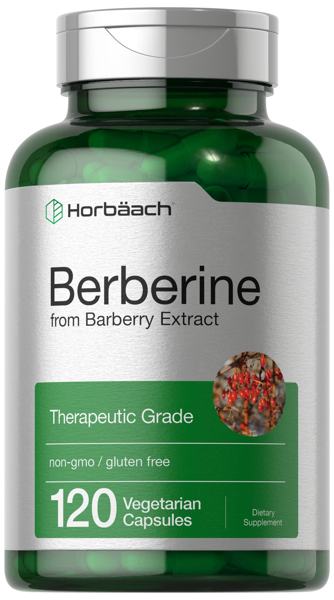 Horbäach Berberine HCL 500mg capsules front view