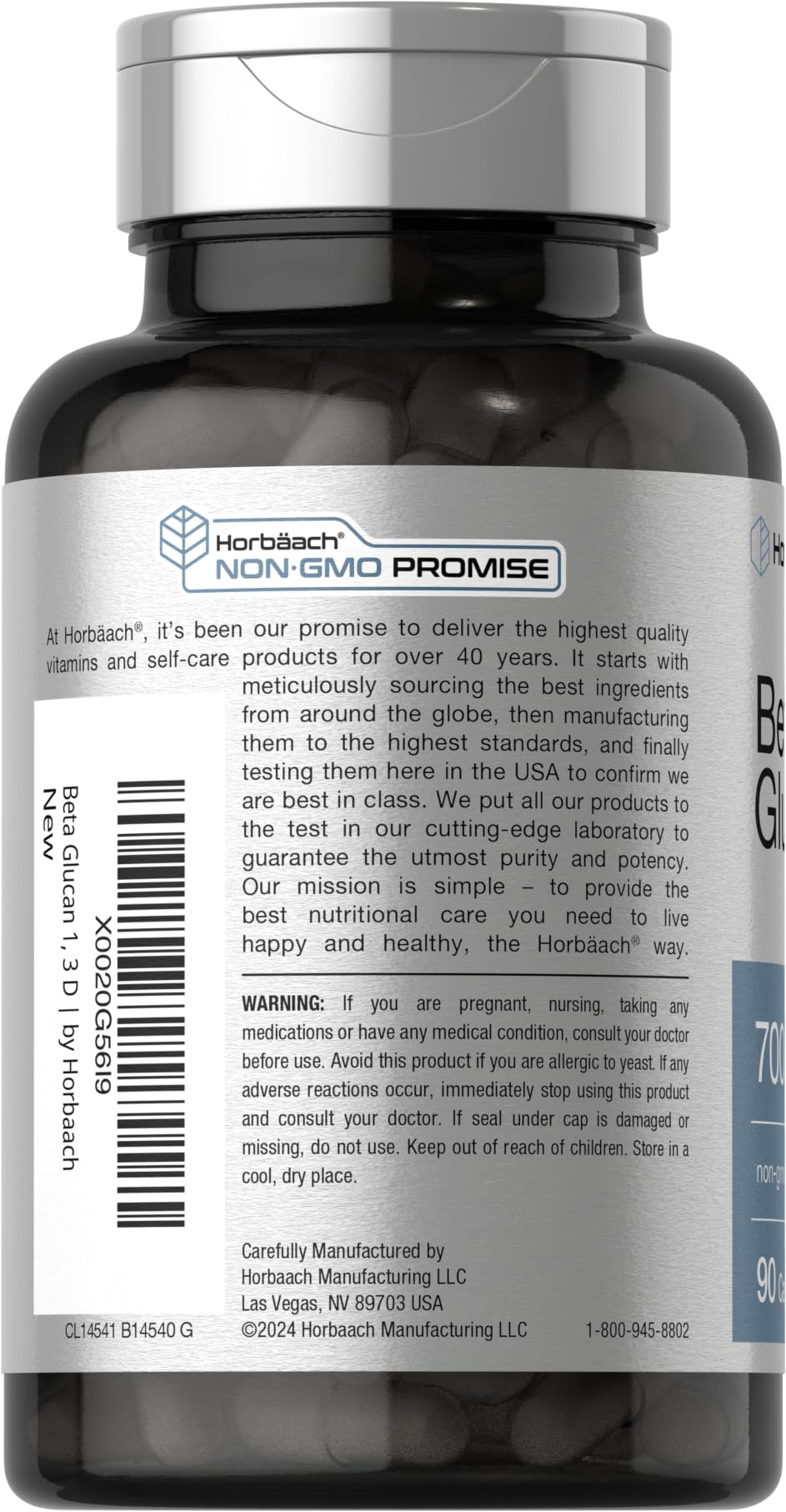 Horbäach Beta Glucan Capsules 700mg back view