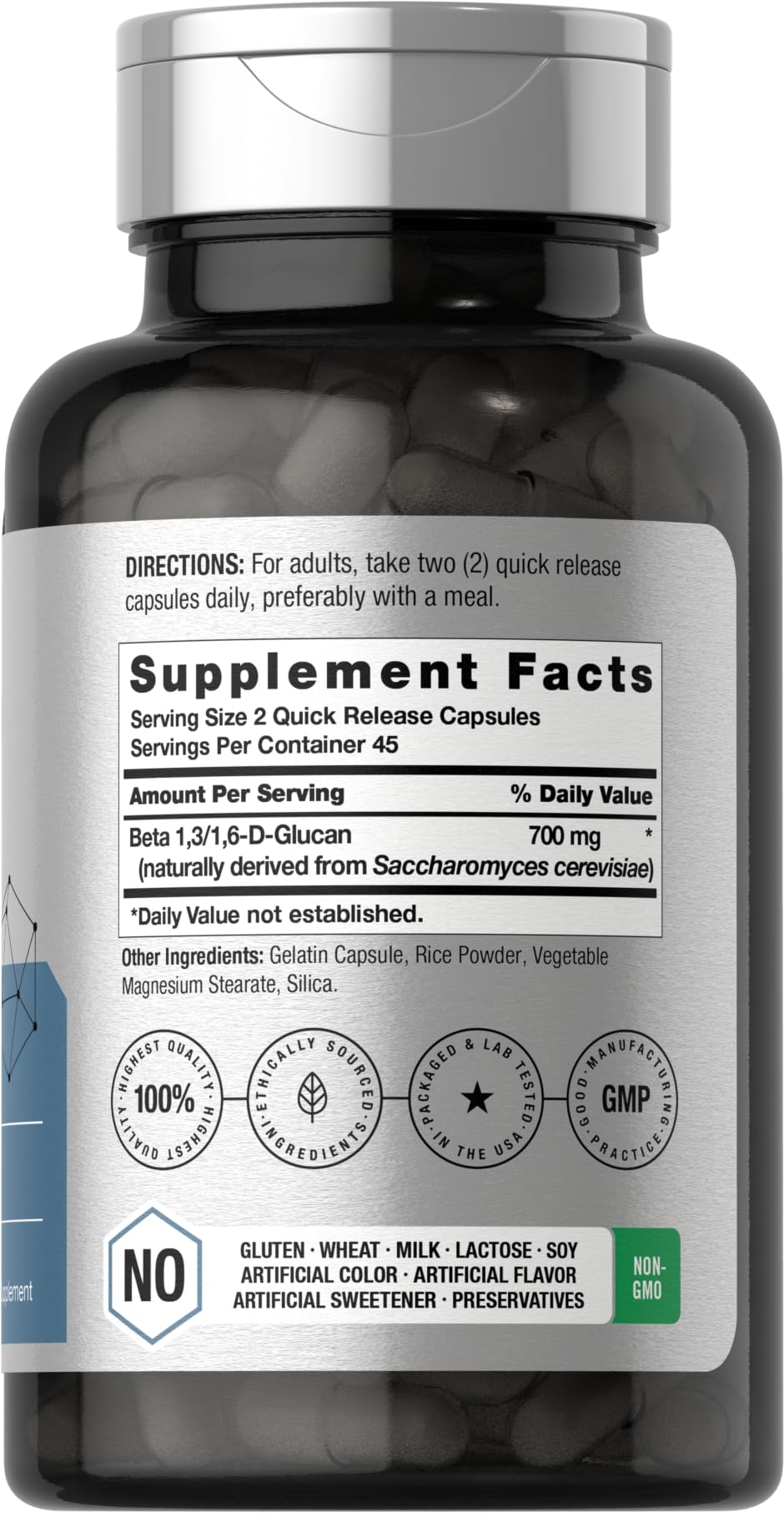 Horbäach Beta Glucan Capsules 700mg side view