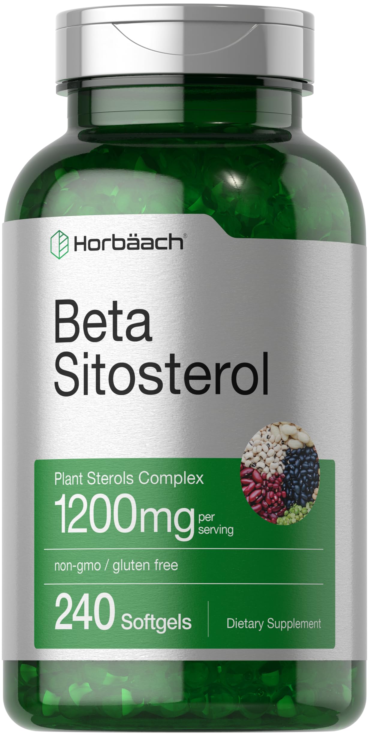 Horbäach Beta Sitosterol Plant Sterols Complex 1200mg capsules front view
