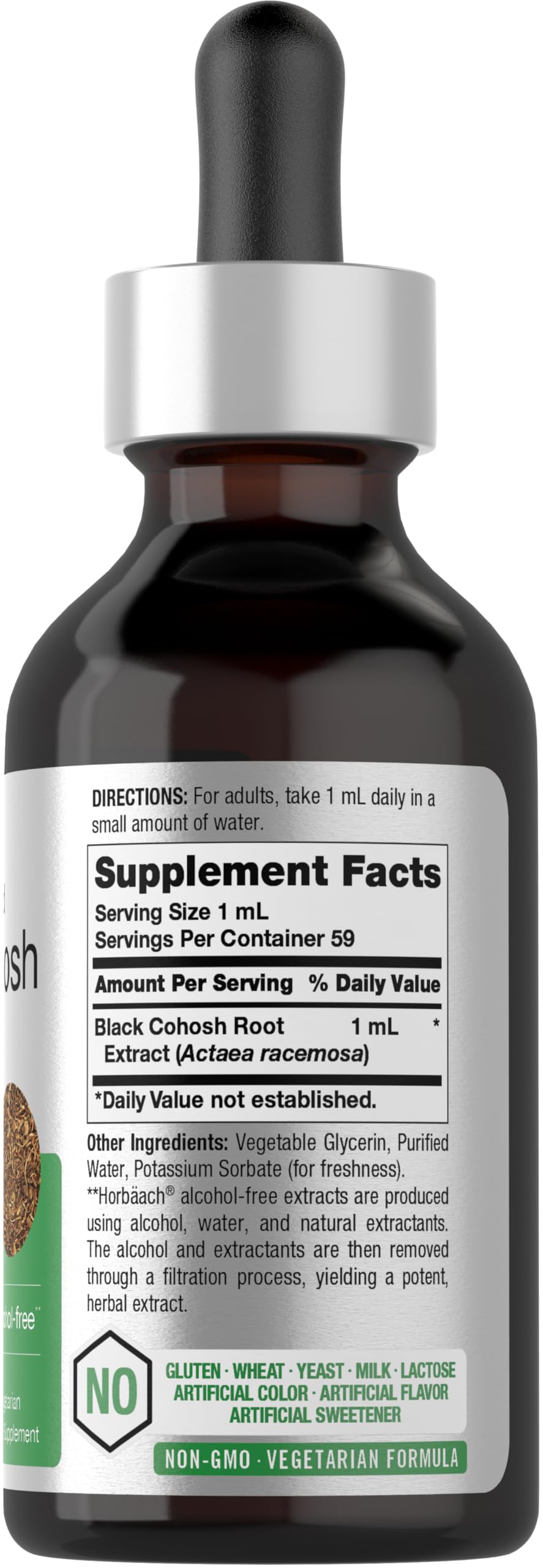 Horbäach Black Cohosh Liquid Extract 145g bottle side view