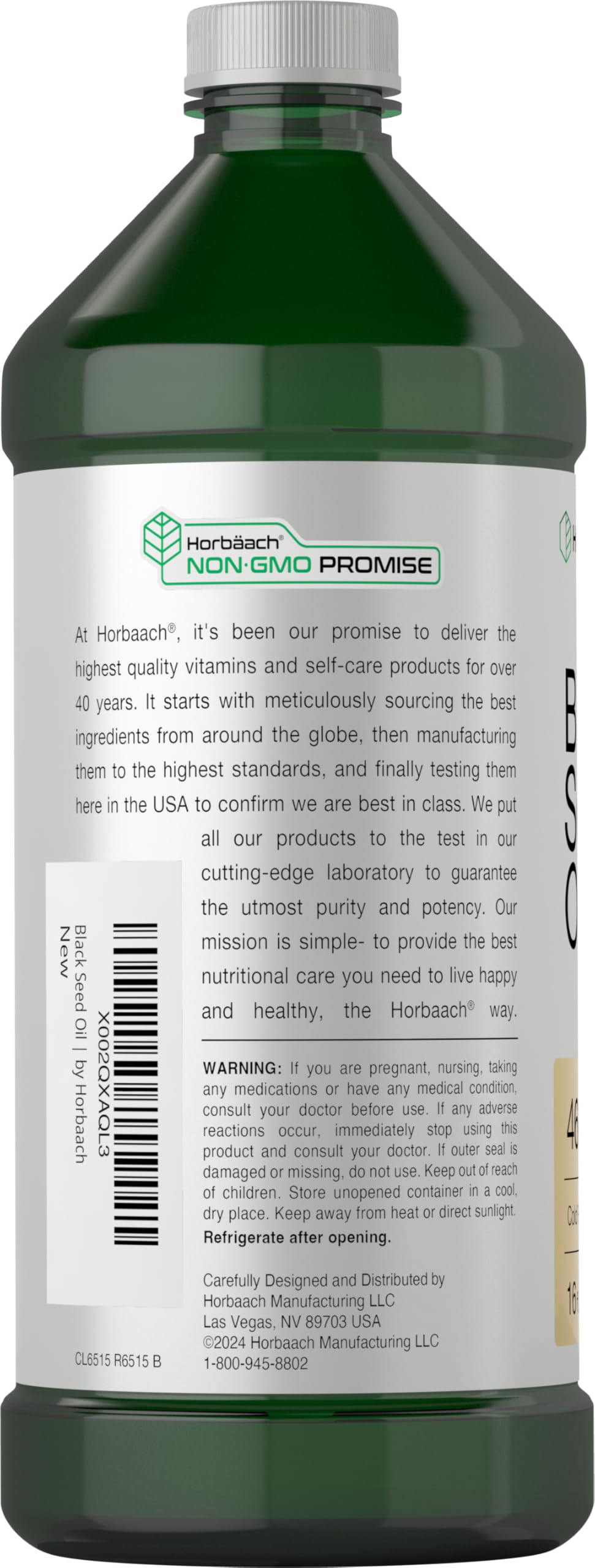 Horbäach Black Seed Oil 472g side view