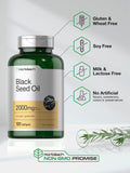 Horbäach Black Seed Oil Softgels displayed on a wooden table