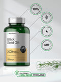 Horbäach Black Seed Oil Softgels in a hand for size reference