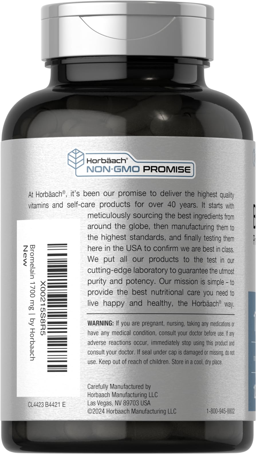 Horbäach Bromelain 1700mg Capsules packaging