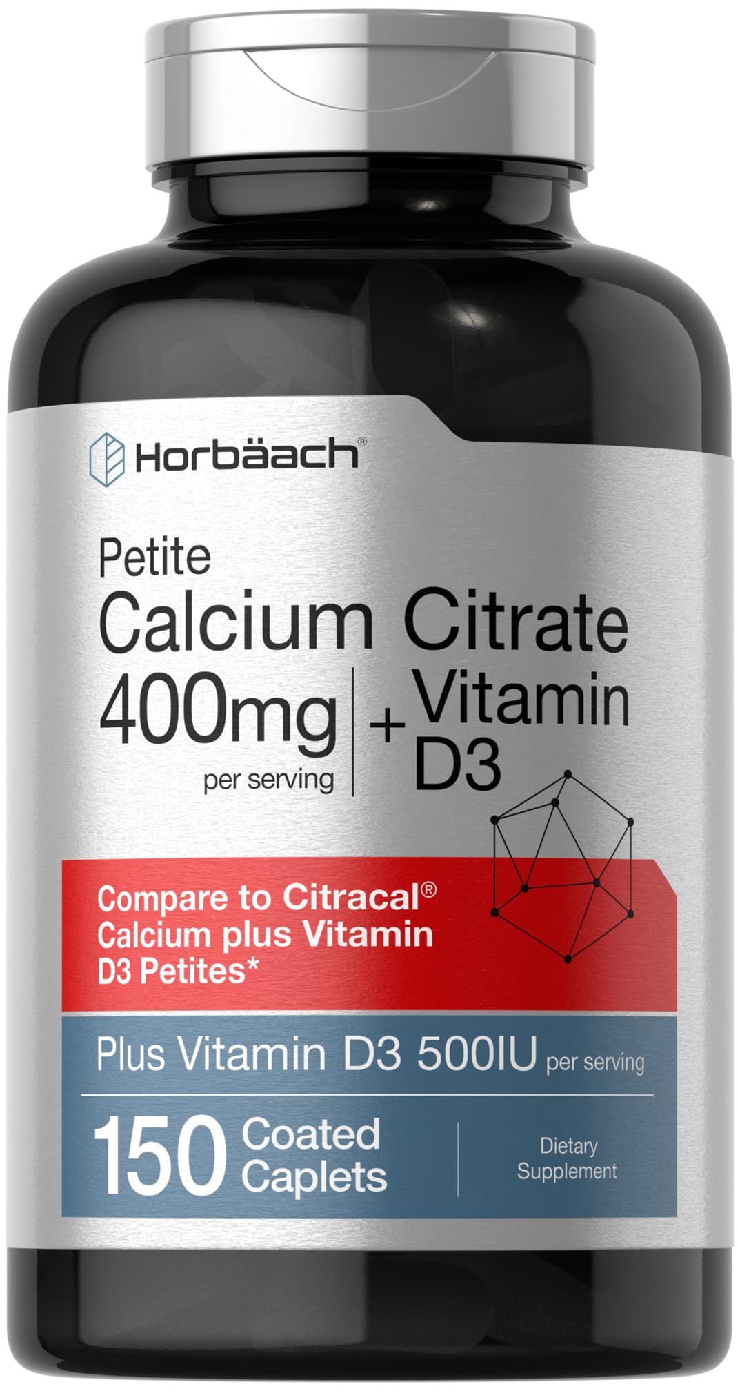 Horbäach Calcium Citrate with Vitamin D3 400mg front view