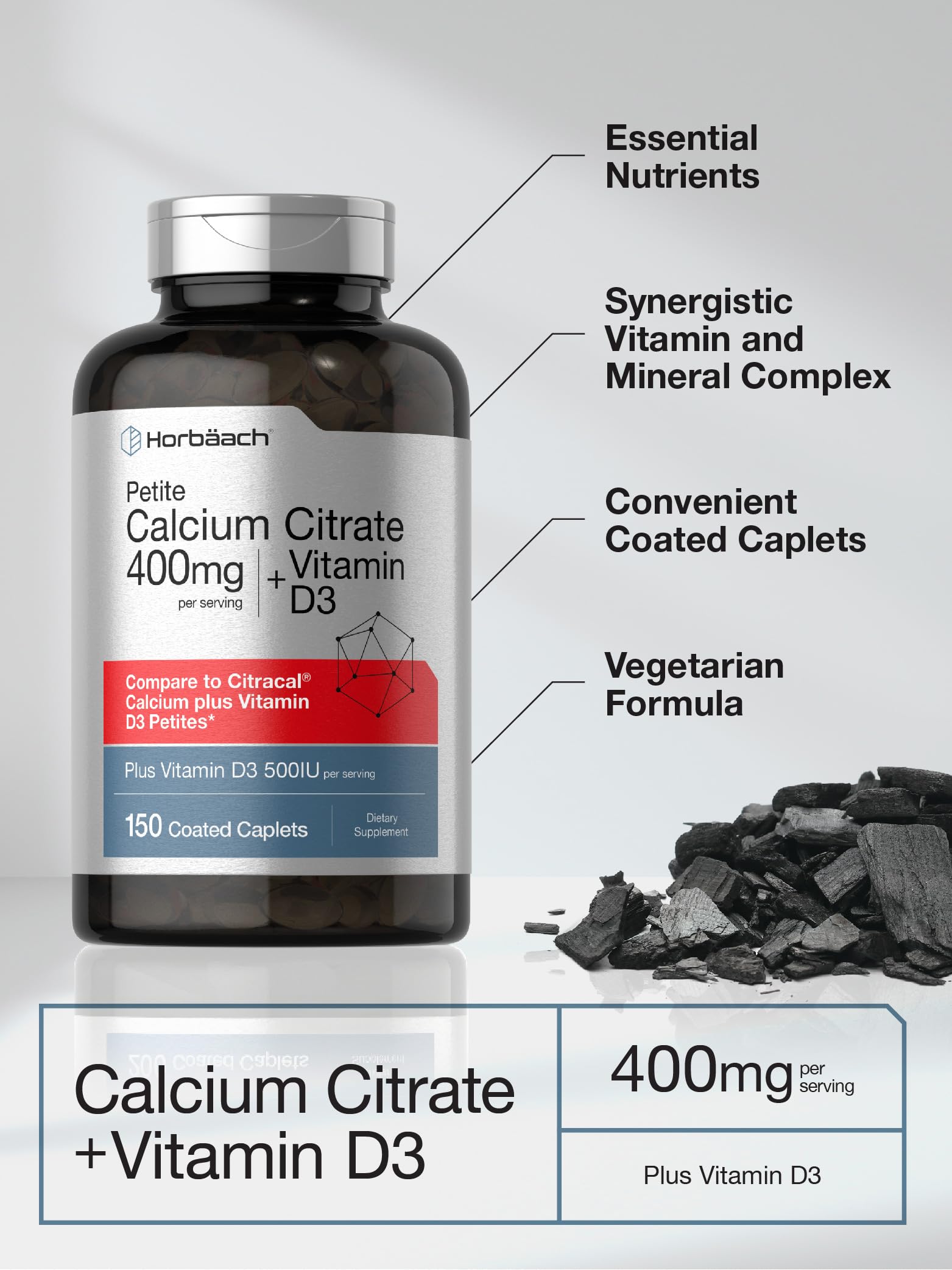 Horbäach Calcium Citrate with Vitamin D3 400mg packaging