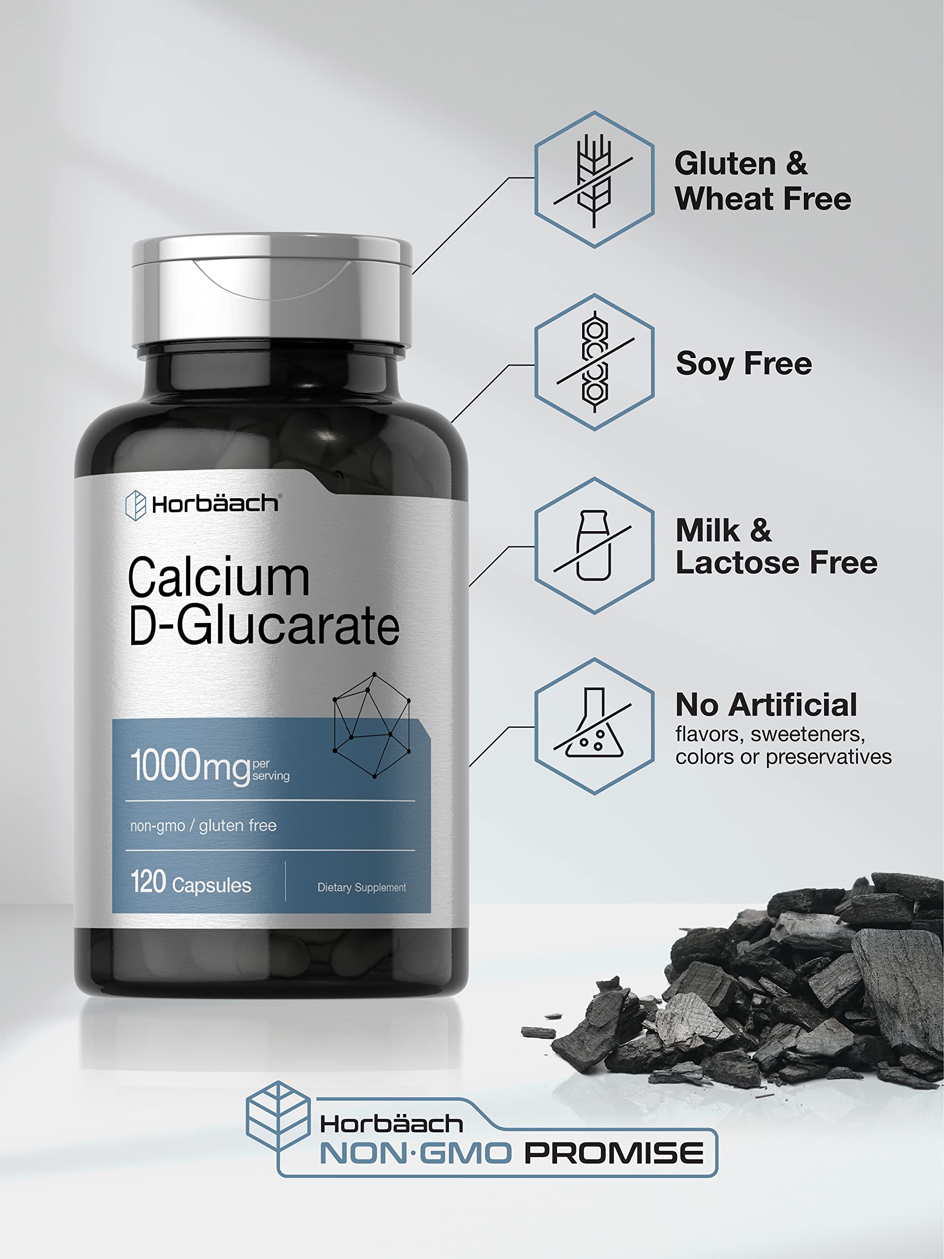 Horbäach Calcium D-Glucarate capsules with measuring spoon