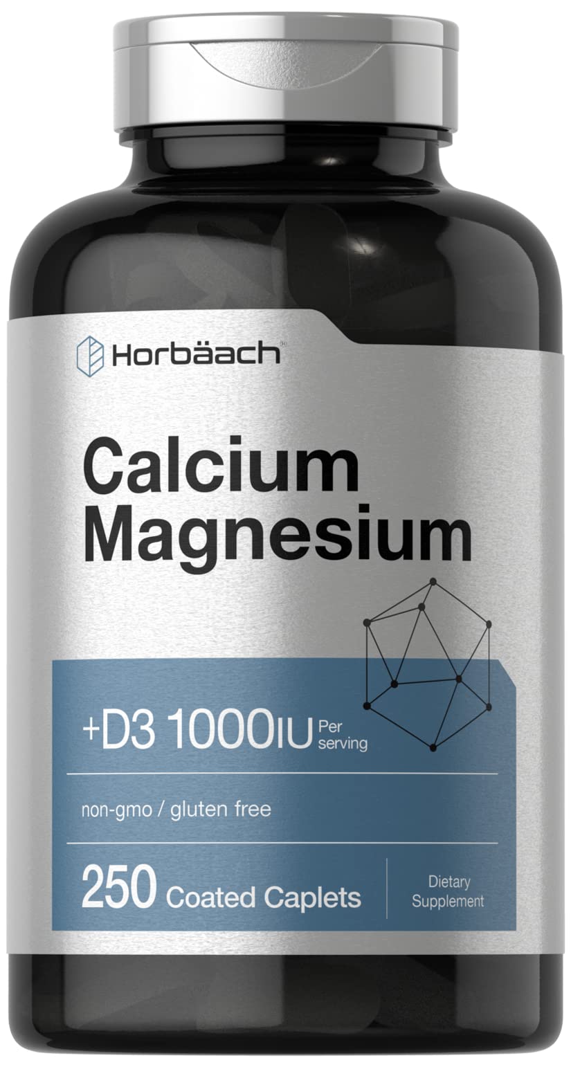 Horbäach Calcium Magnesium Vitamin D3 Coated Caplets front view