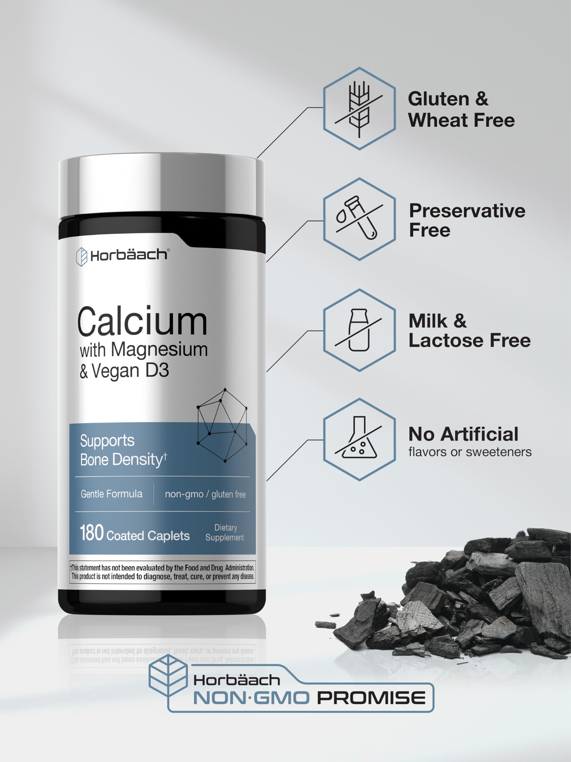 Horbäach Calcium with Magnesium & Vegan Vitamin D3 ingredients list
