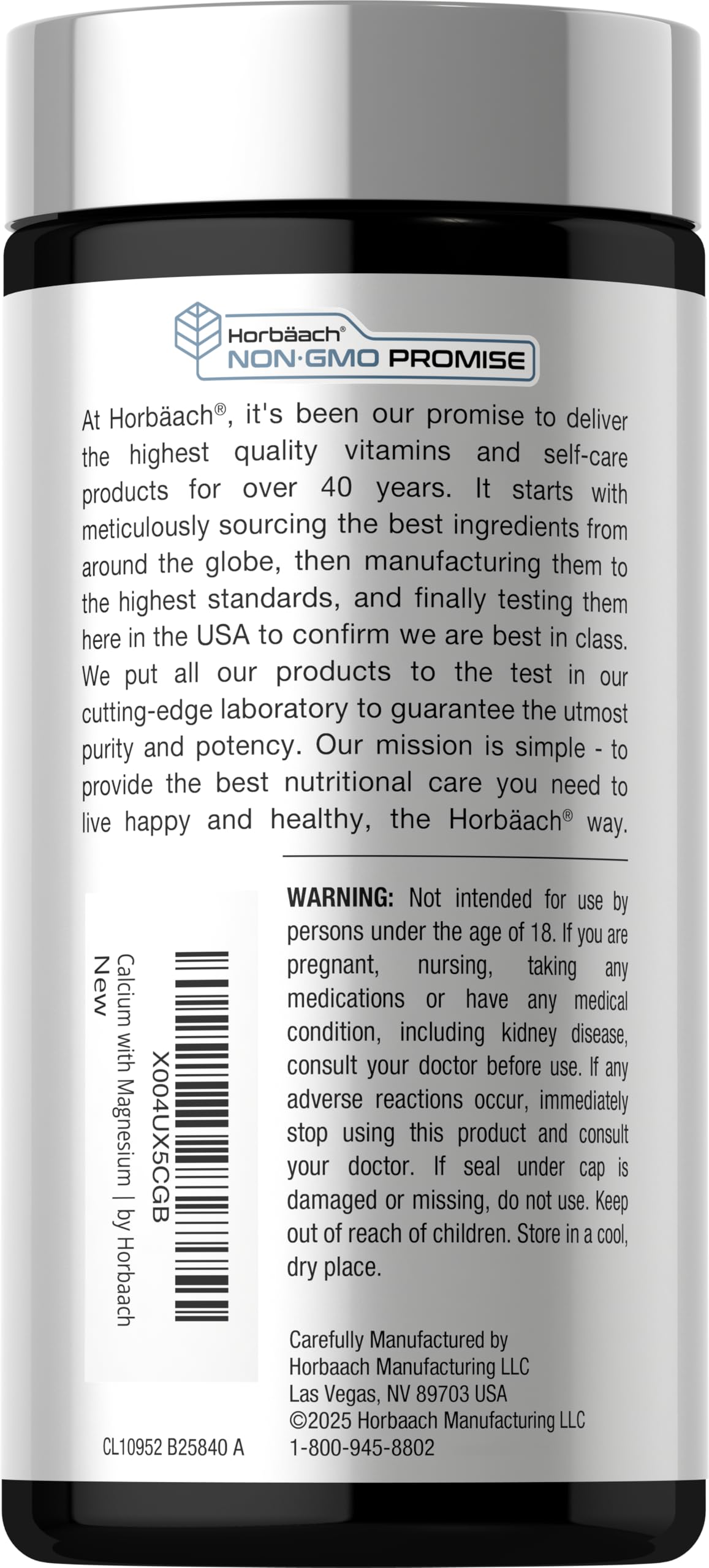 Horbäach Calcium with Magnesium & Vegan Vitamin D3 packaging