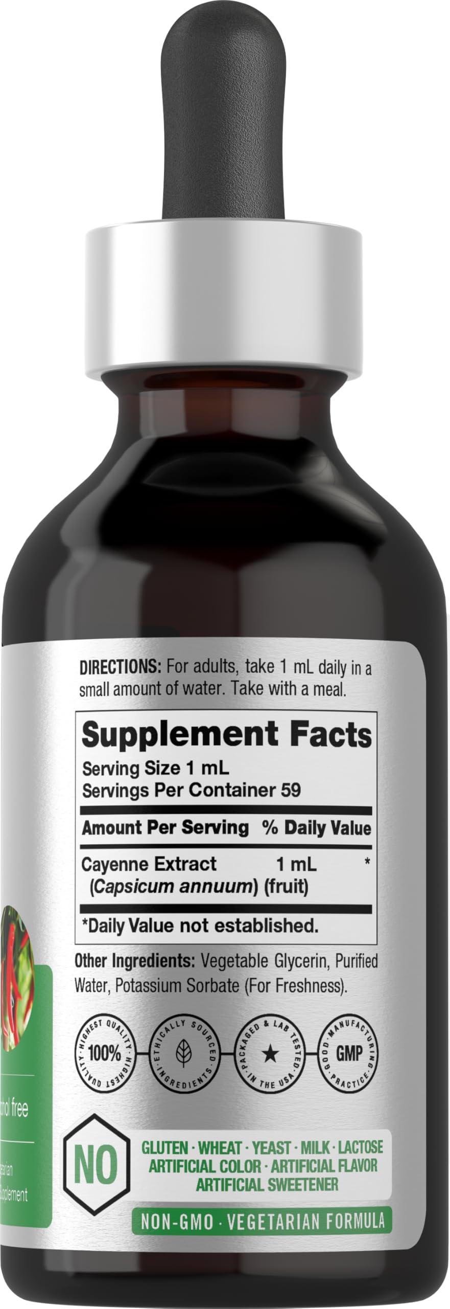 Horbäach Cayenne Pepper Extract Liquid 132g bottle side view