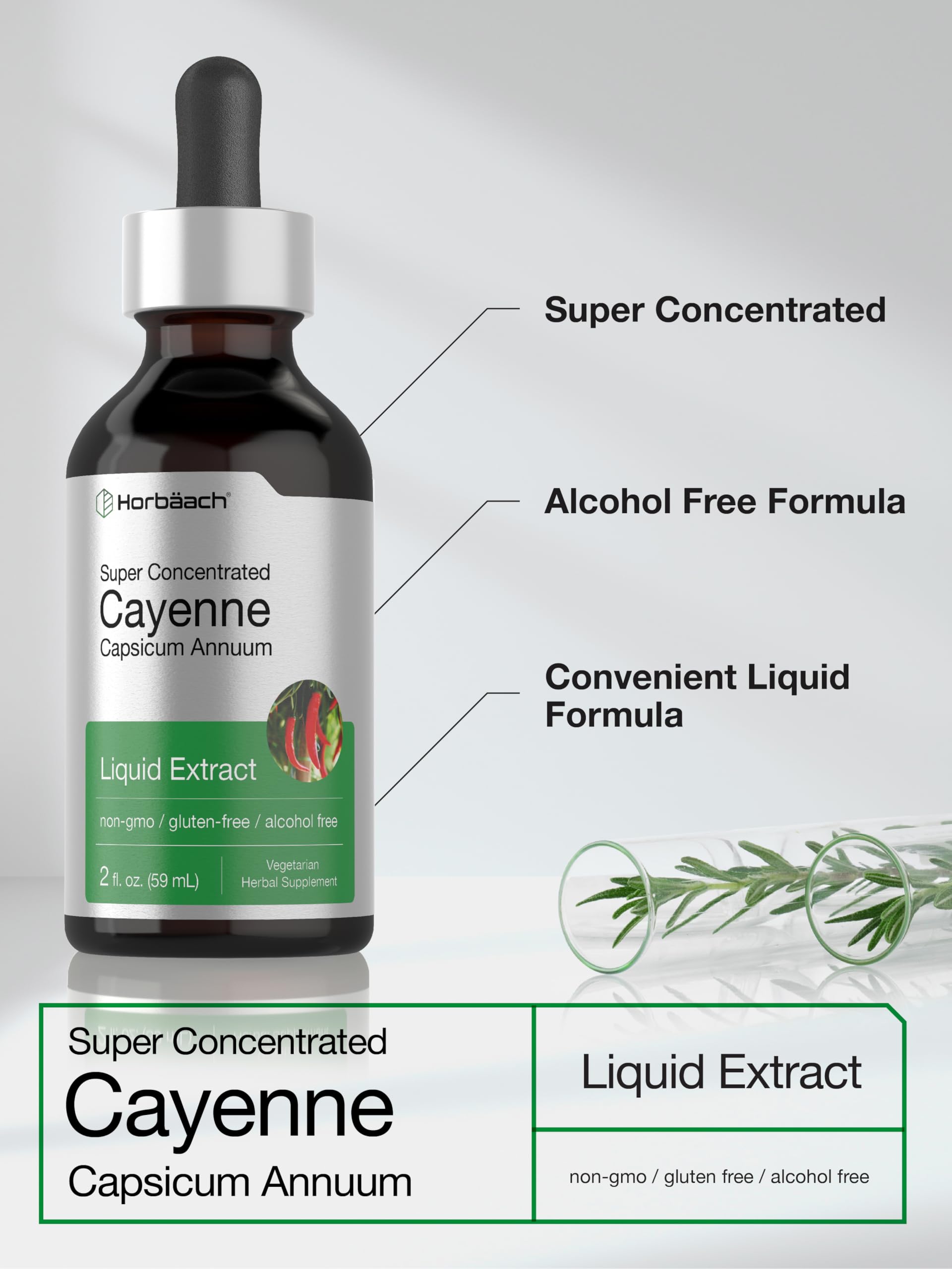 Horbäach Cayenne Pepper Extract Liquid 132g packaging