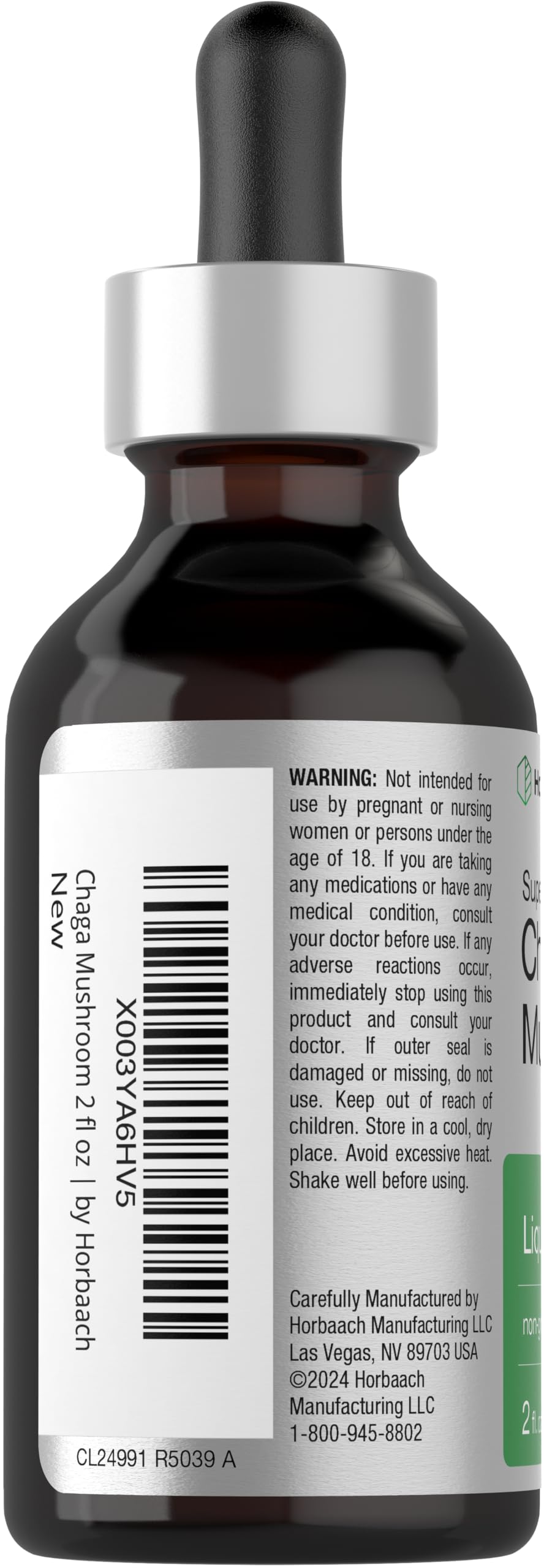 Horbäach Chaga Mushroom Extract 149g side view