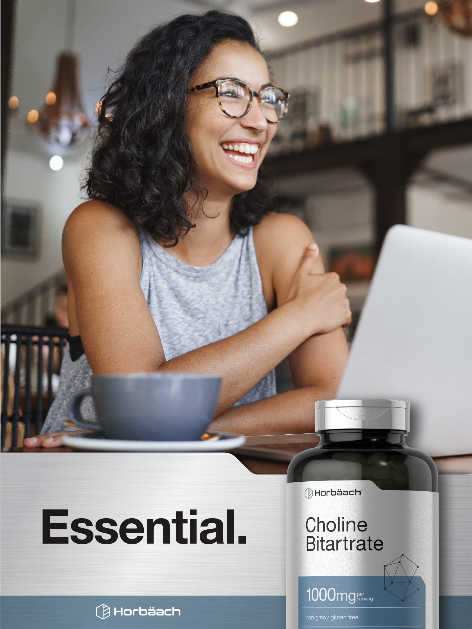 Horbäach Choline Bitartrate 410mg capsules close-up