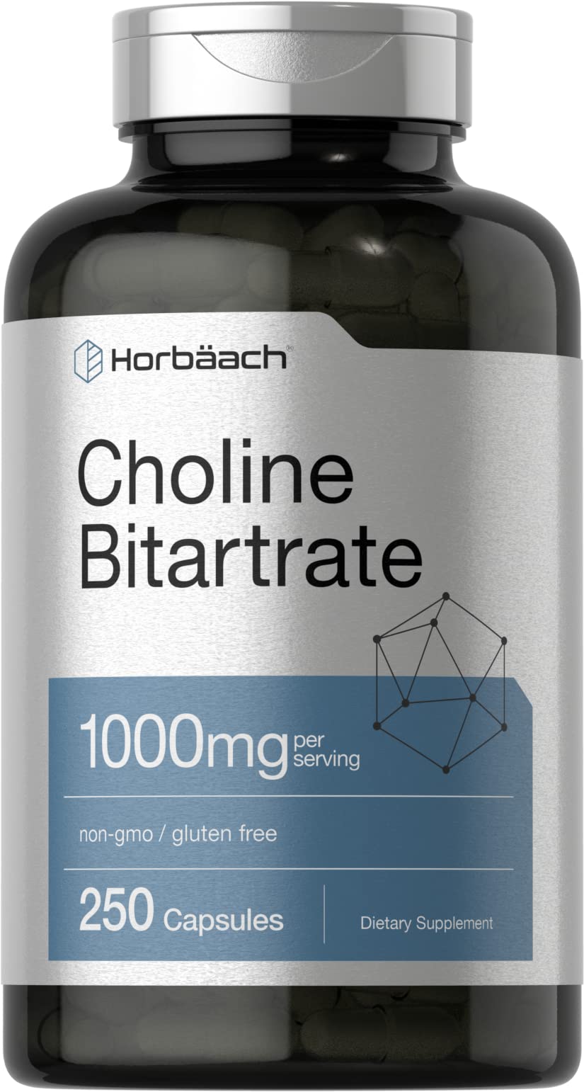 Horbäach Choline Bitartrate 410mg capsules front view