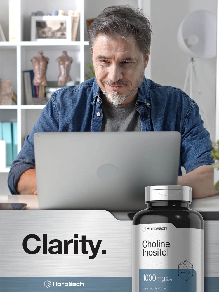Horbäach Choline Inositol capsules on wooden table