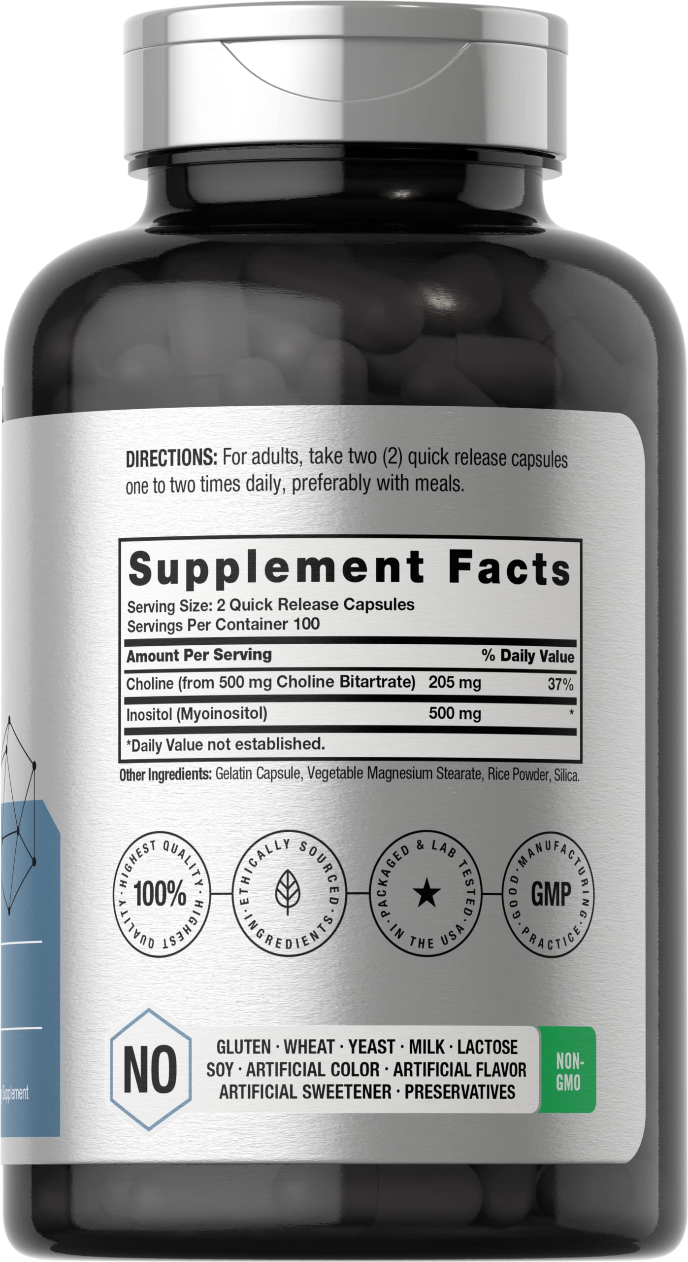 Horbäach Choline Inositol quick release capsules side view