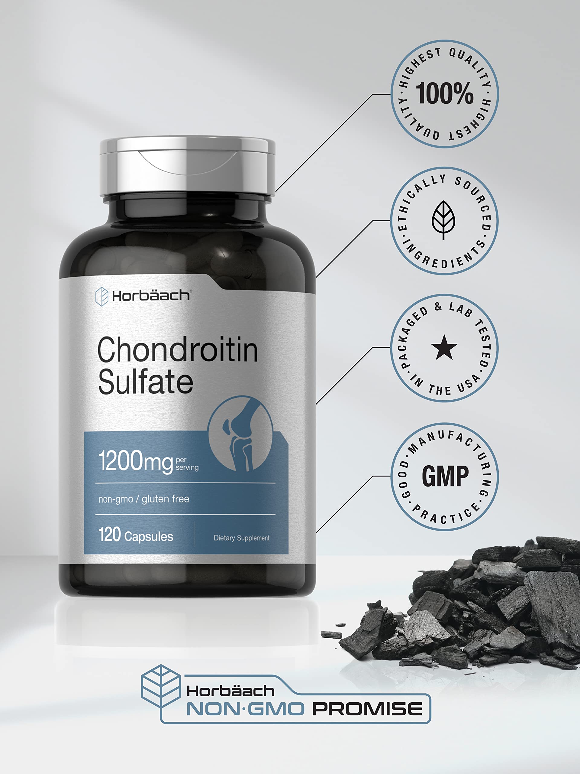 Horbäach Chondroitin Sulfate capsule on a wooden surface
