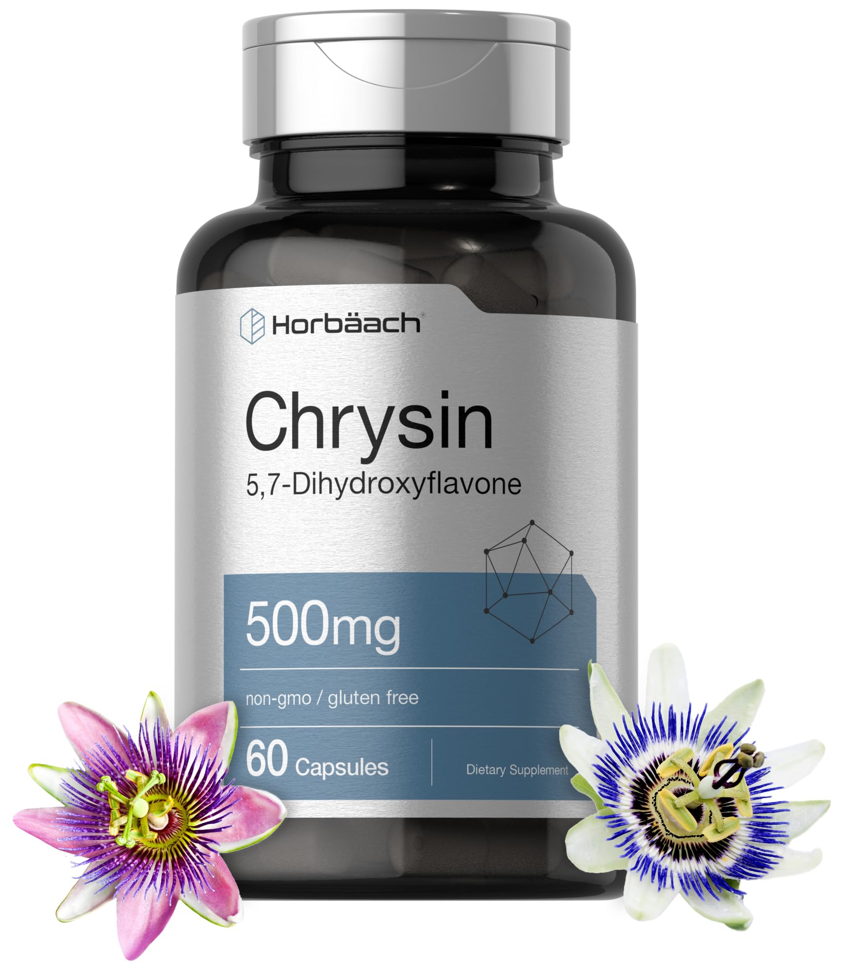 Horbäach Chrysin 500mg Passion Flower capsules front view