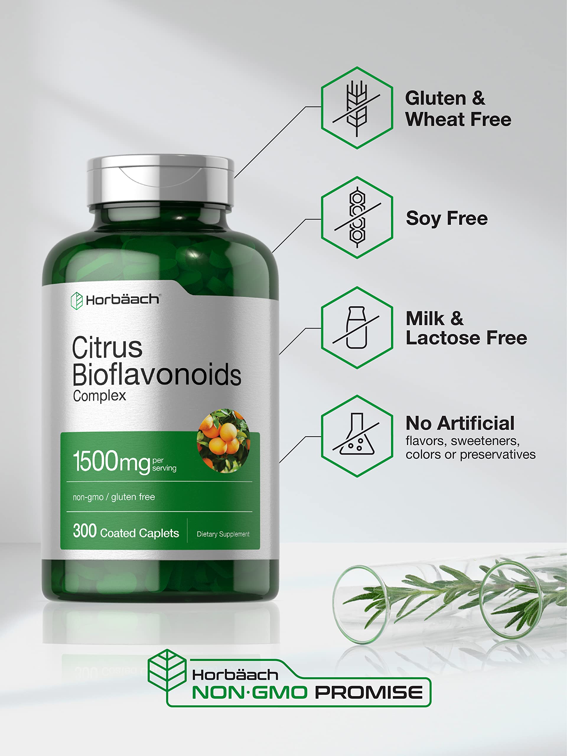 Horbäach Citrus Bioflavonoid Complex 1500mg back view of packaging