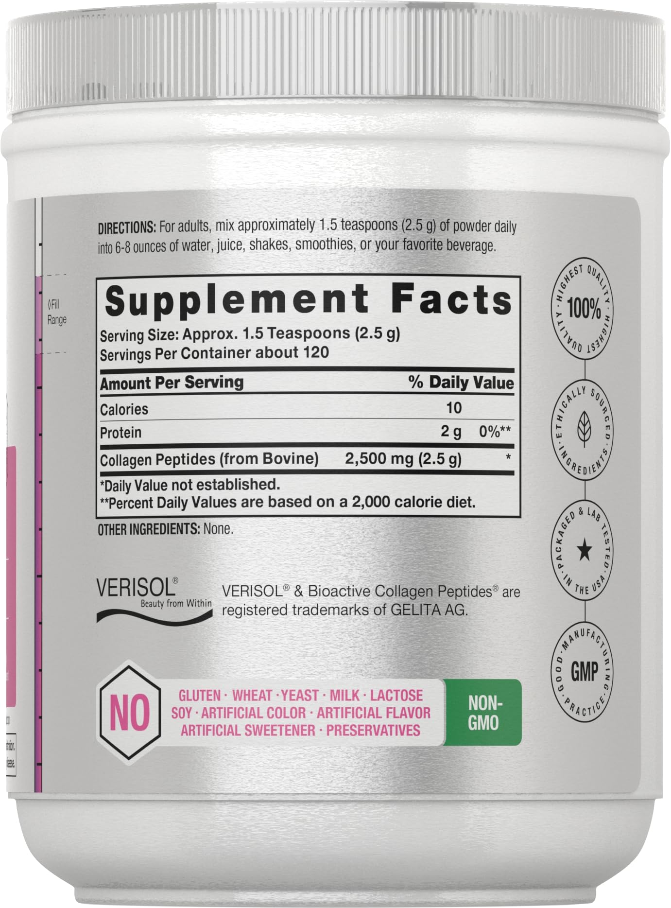 Horbäach Collagen Peptide Powder packaging side view
