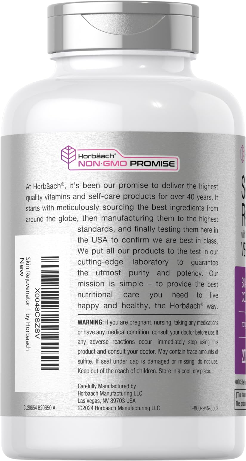 Horbäach Collagen Peptides 241g back view with ingredient list