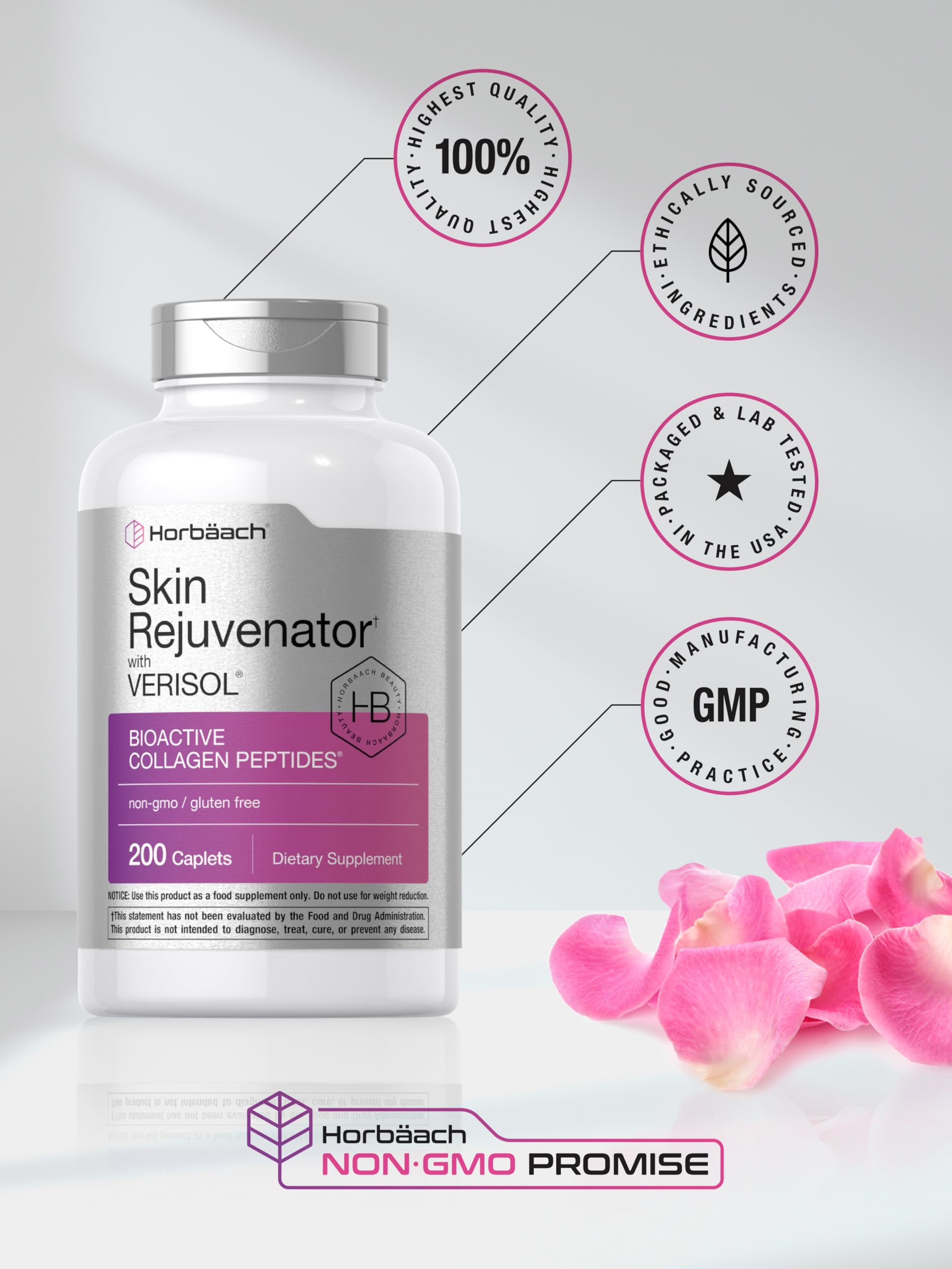 Horbäach Collagen Peptides 241g showing dosage information