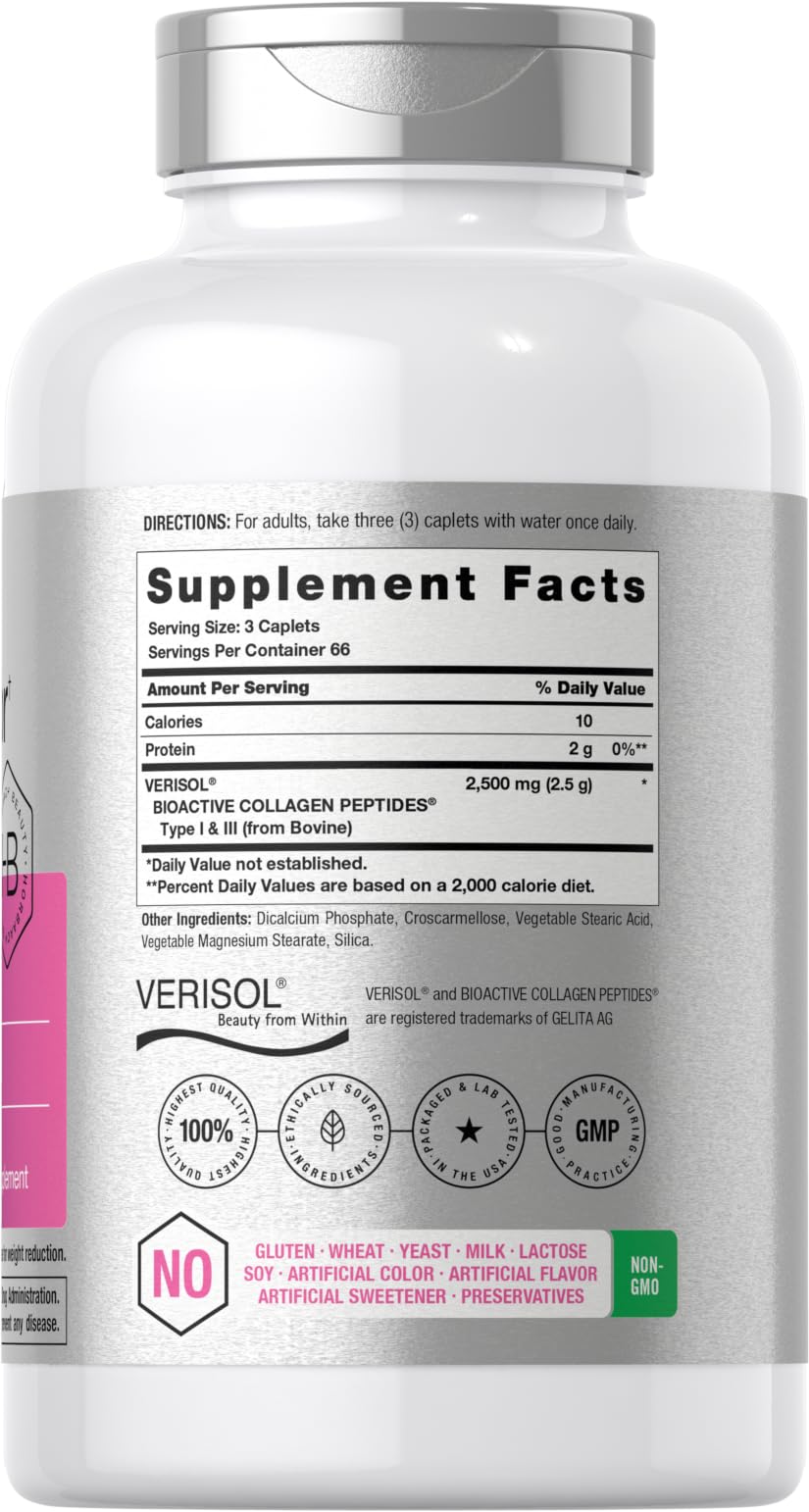 Horbäach Collagen Peptides 241g side view of caplets