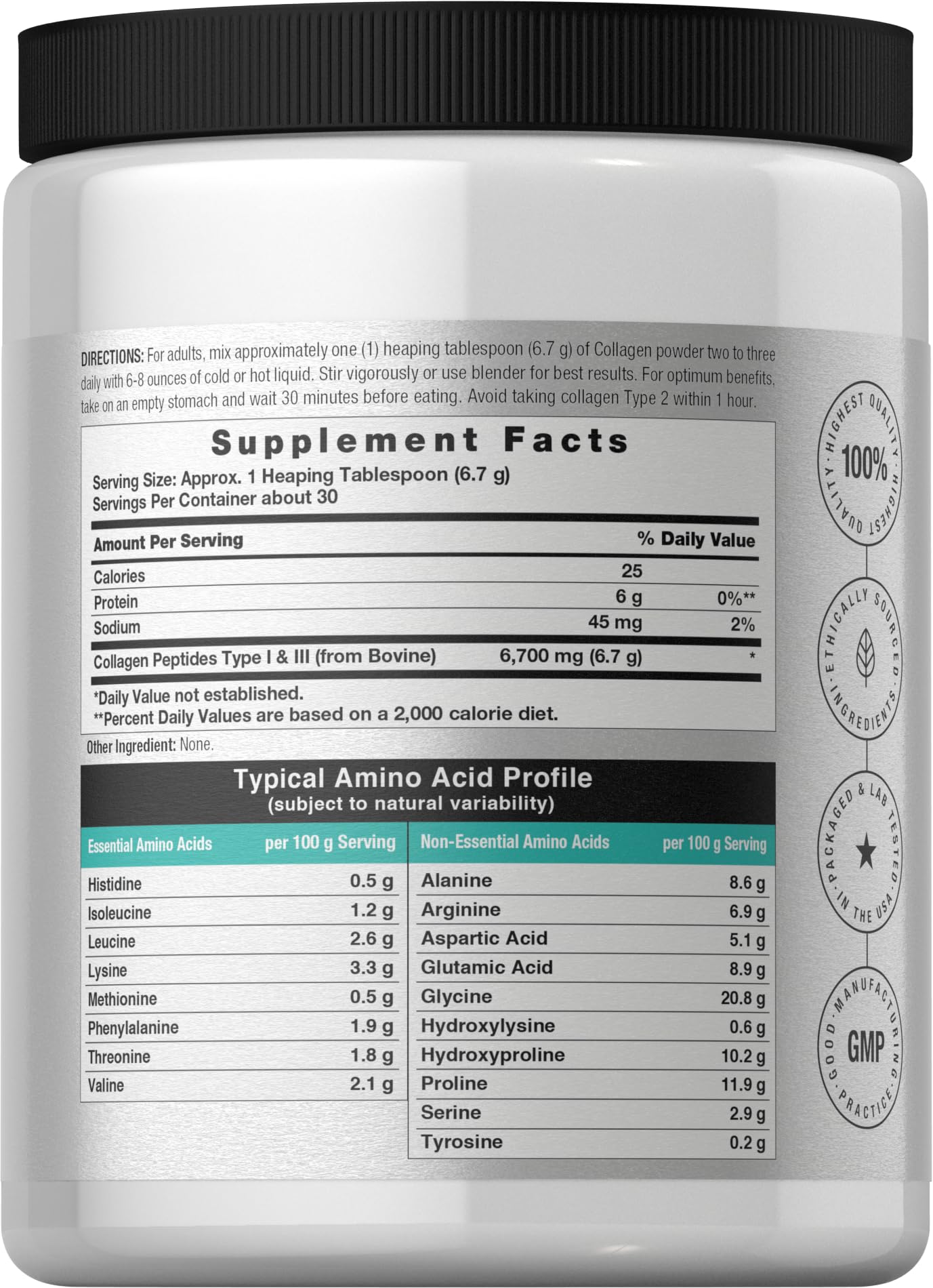 Horbäach Collagen Powder 259g back view with ingredient list