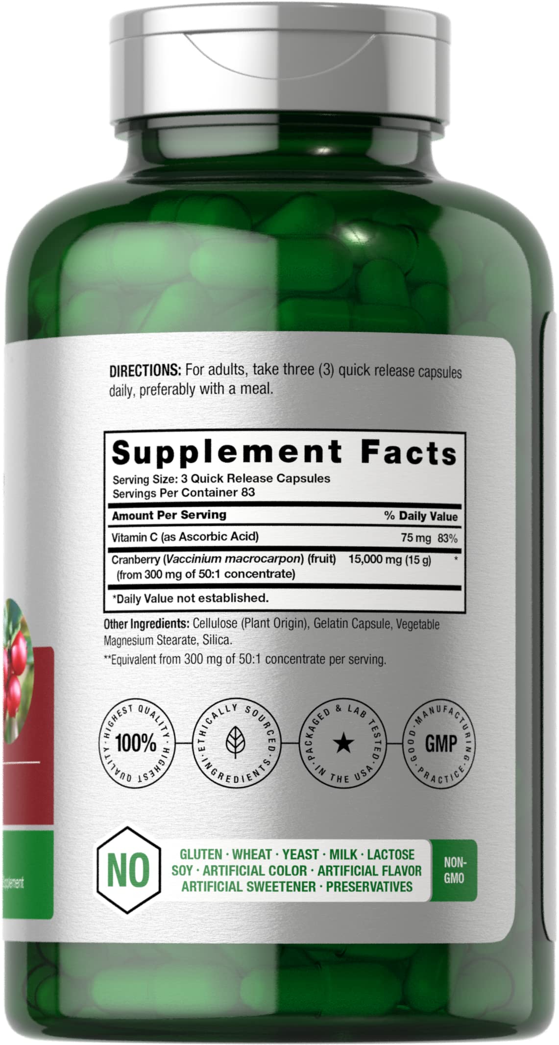 Horbäach Cranberry Supplement 15g side view