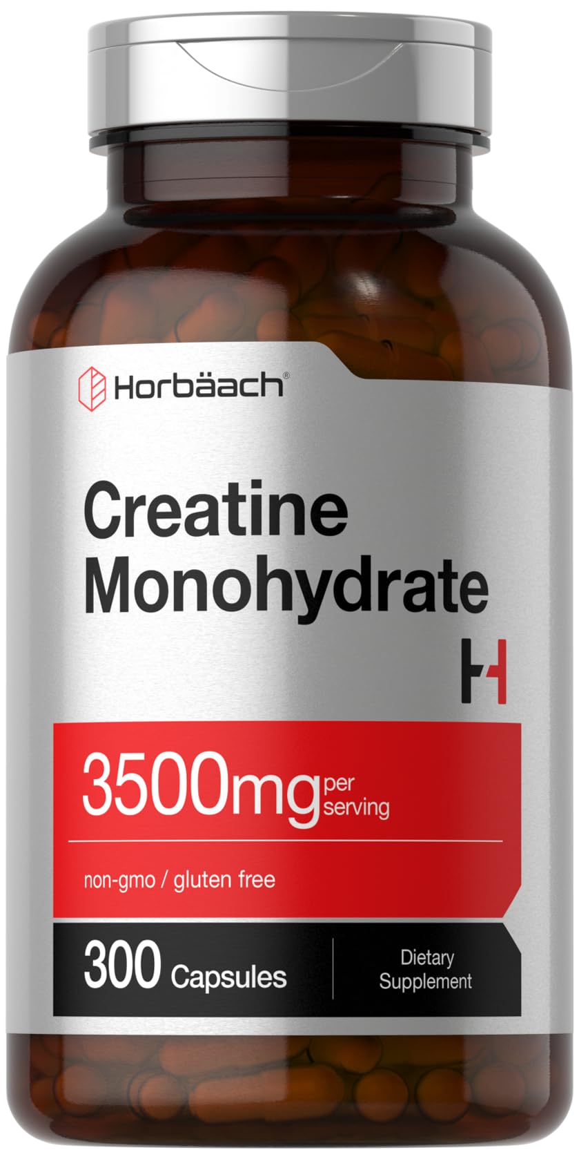 Horbäach Creatine Monohydrate 3500mg capsules front view