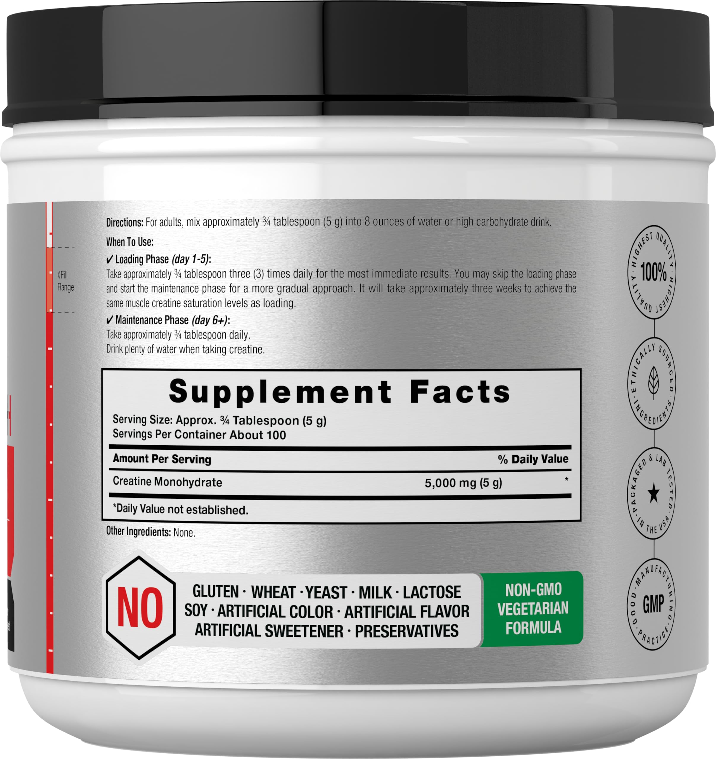 Horbäach Creatine Monohydrate packaging side view