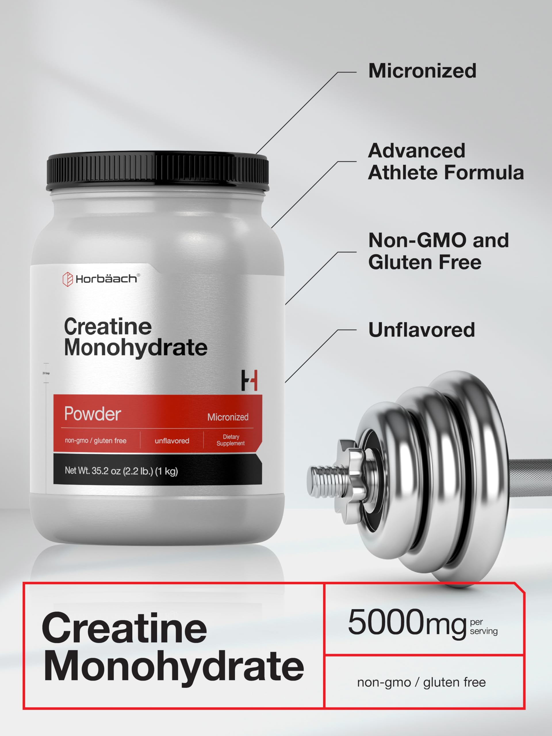 Horbäach Creatine Monohydrate packaging side view