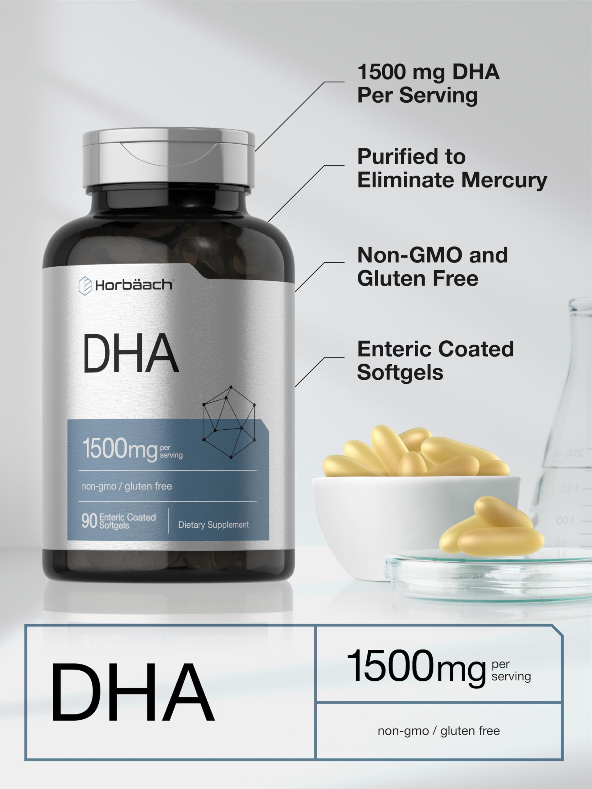 Horbäach DHA Omega-3 Fish Oil side view