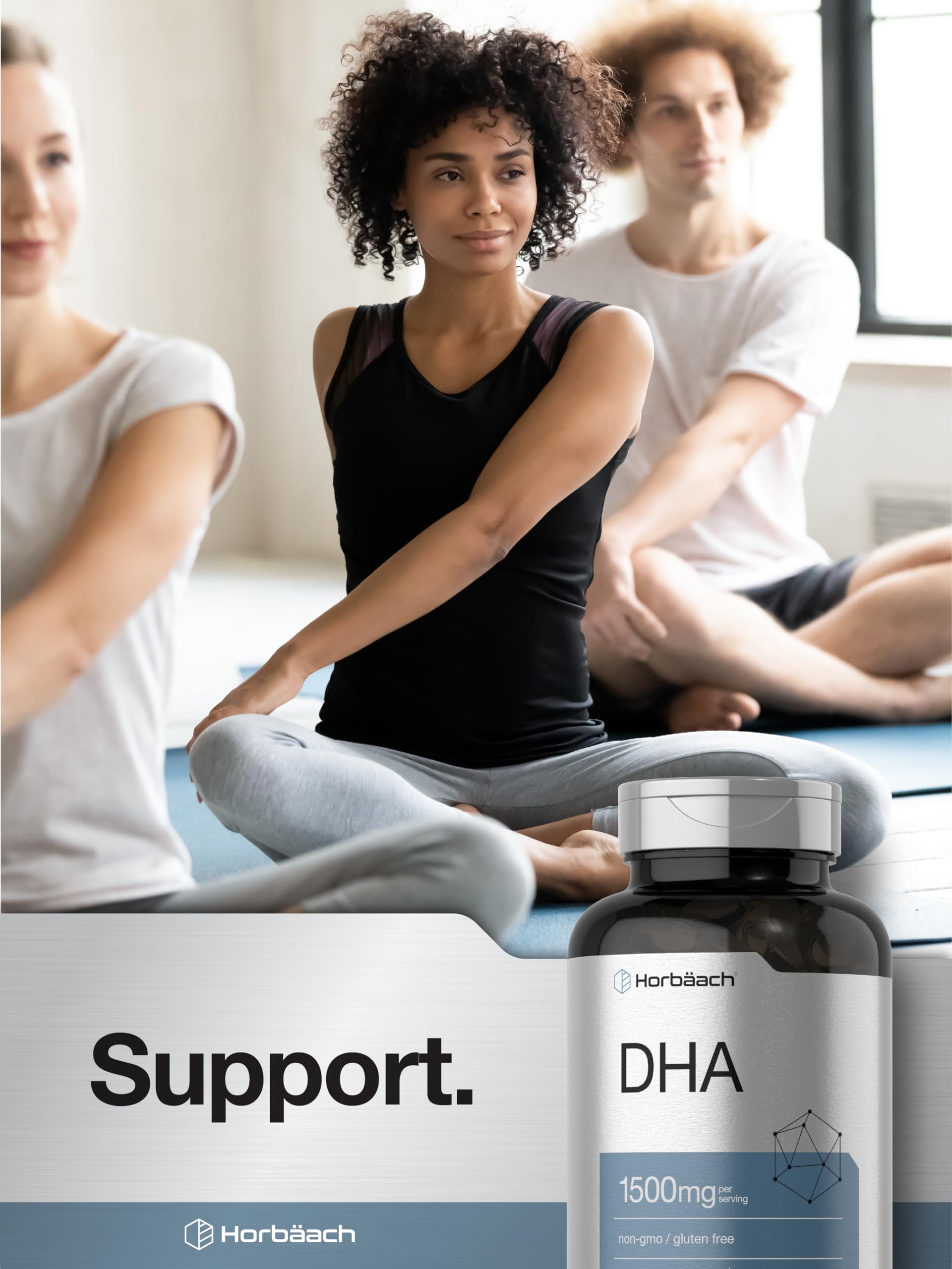 Horbäach DHA supplement with open bottle