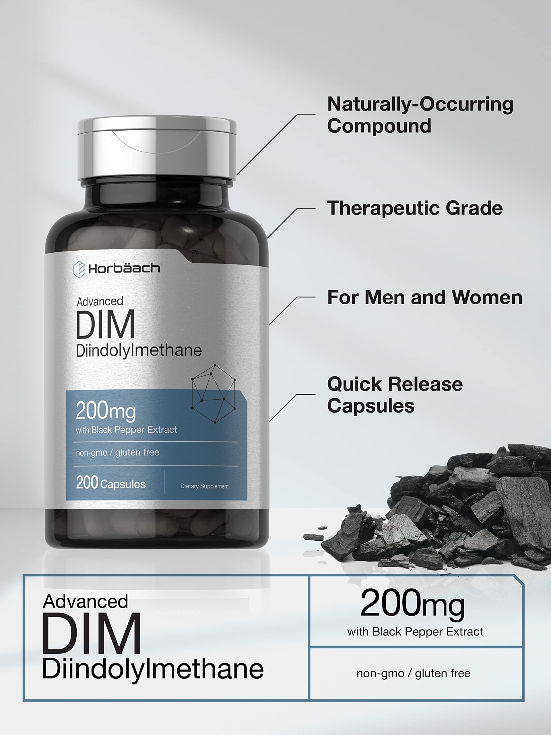 Horbäach DIM Supplement with Black Pepper Extract side view