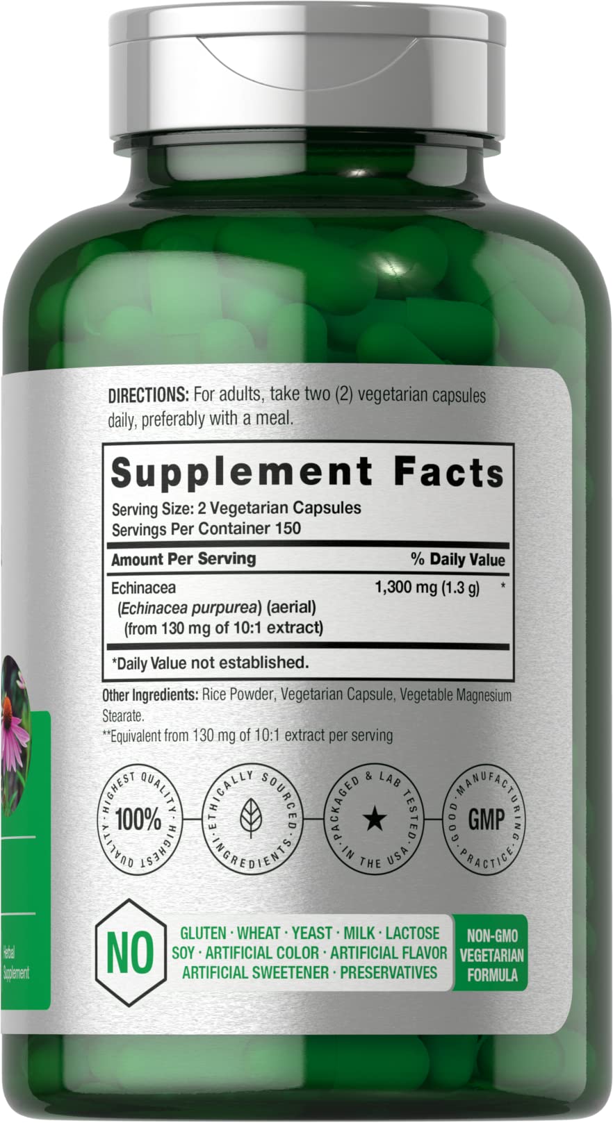Horbäach Echinacea Purpurea capsule bottle side view