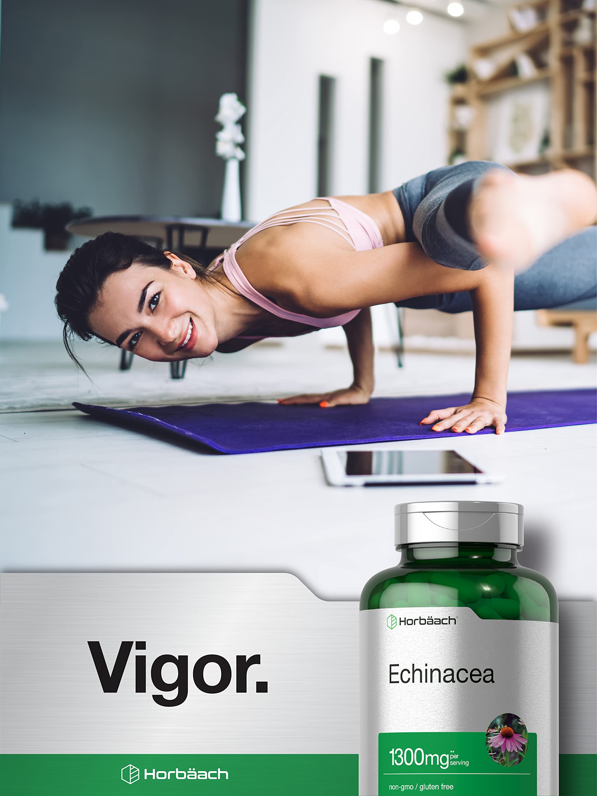 Horbäach Echinacea Purpurea capsule bottle with measuring spoon