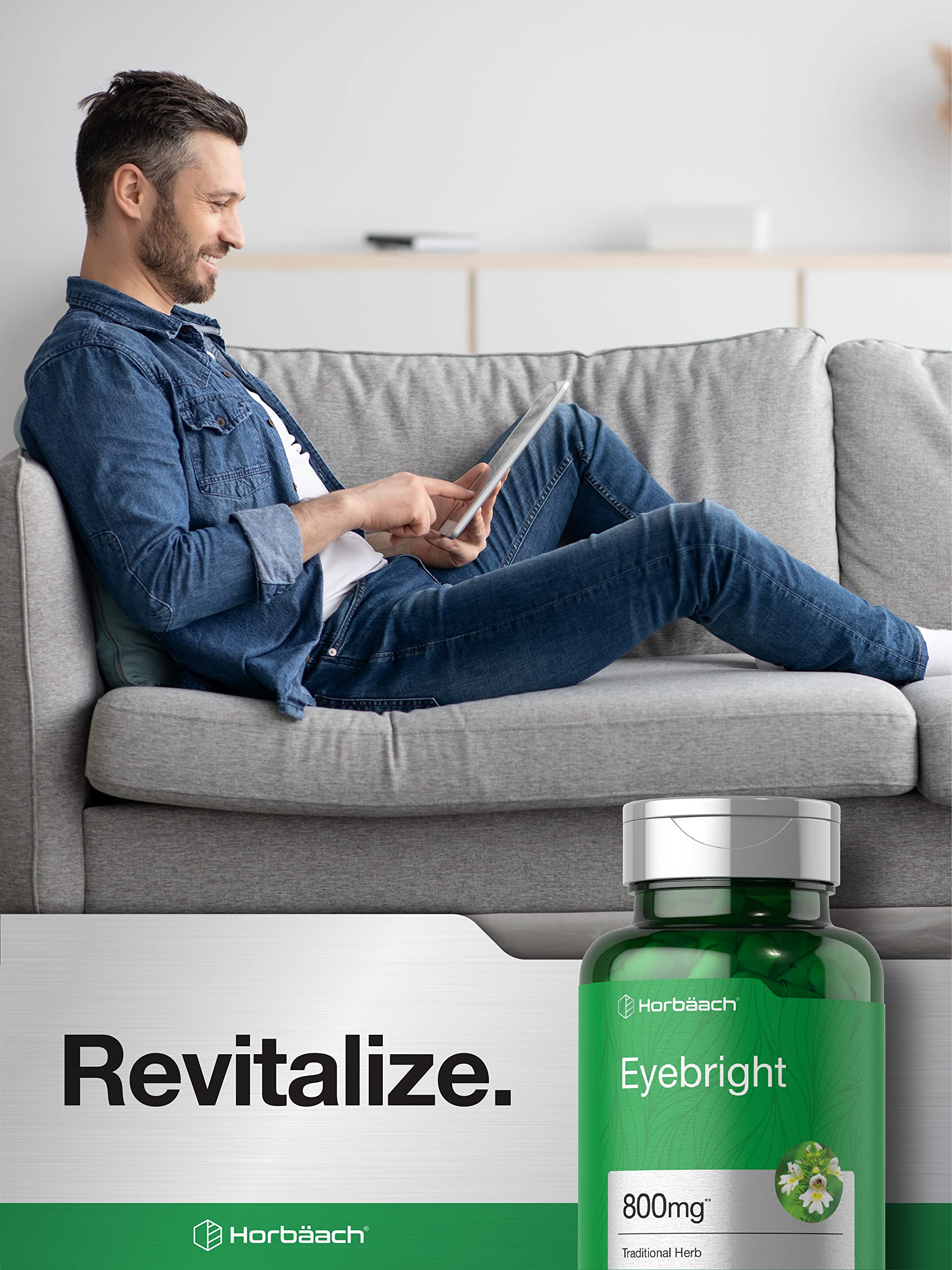 Horbäach Eyebright Capsules alongside other vitamin supplements