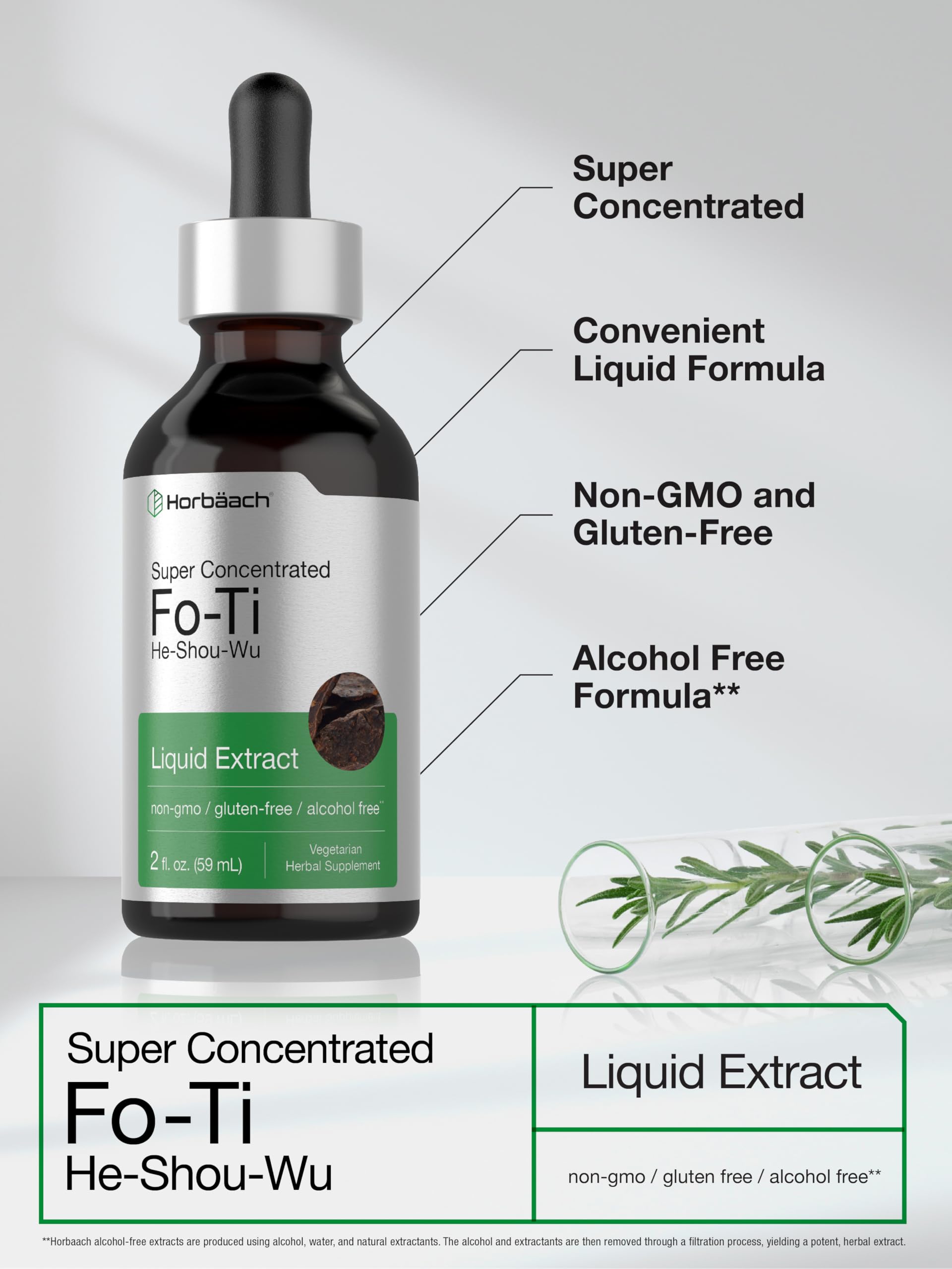 Horbäach Fo-Ti Root Liquid Extract 129g bottle with cap