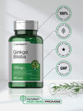 Horbäach Ginkgo Biloba 120mg bottle with a measuring spoon